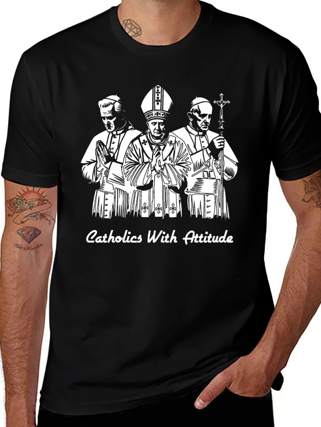 Catholics With Attitude Black T-Shirt