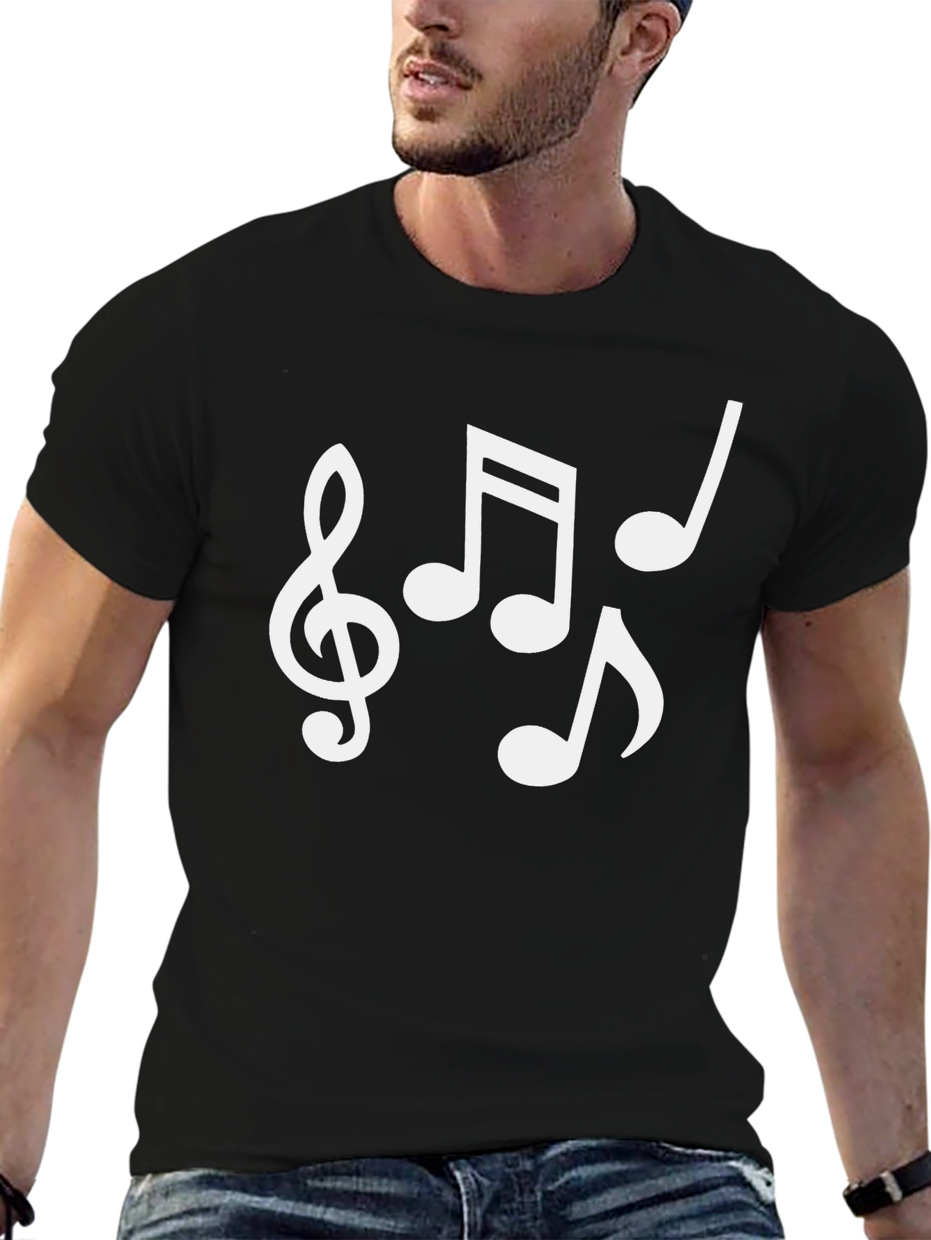 Musical Notes Graphic T-Shirt - Black