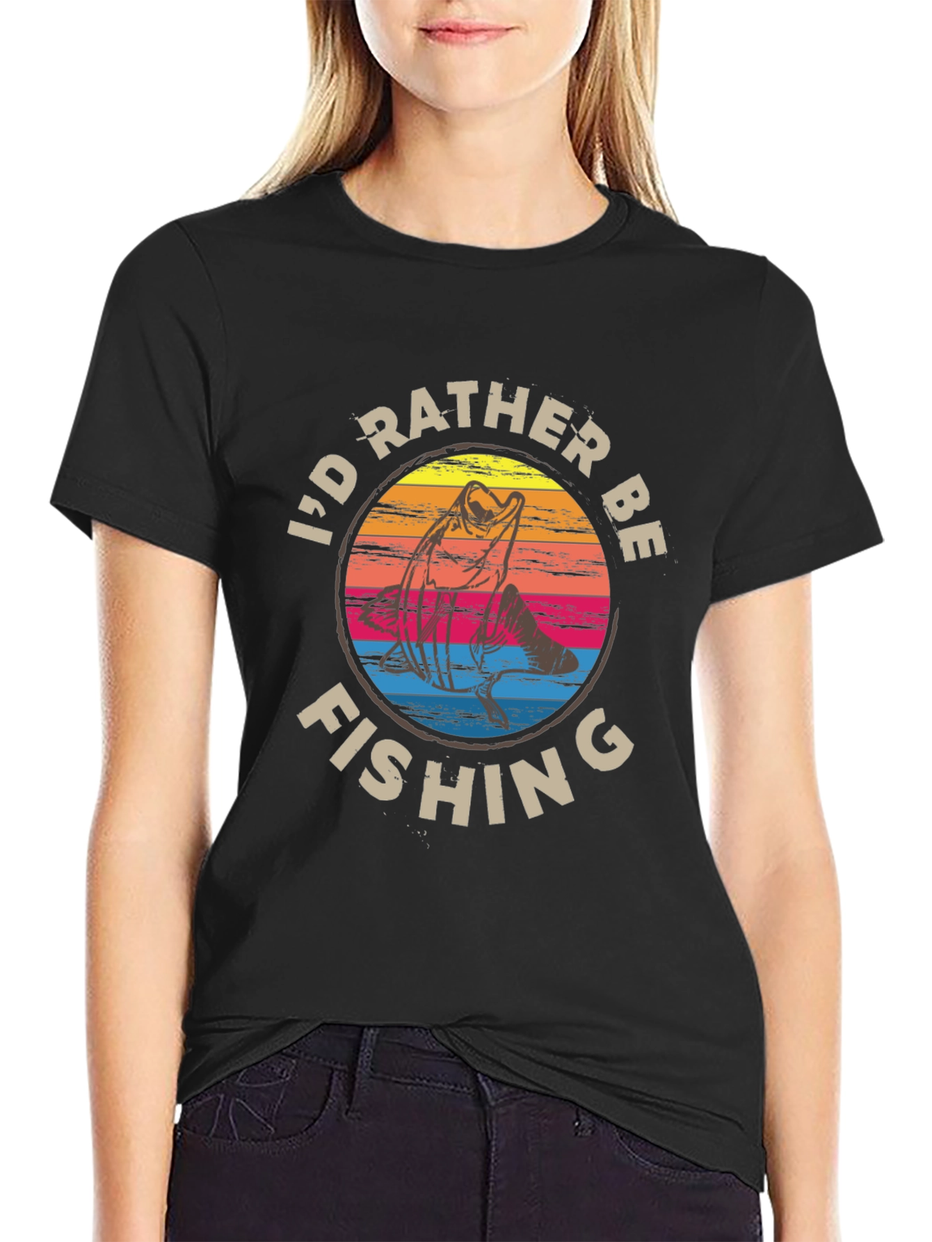 Id Rather Be Fishing Graphic Tee - Black