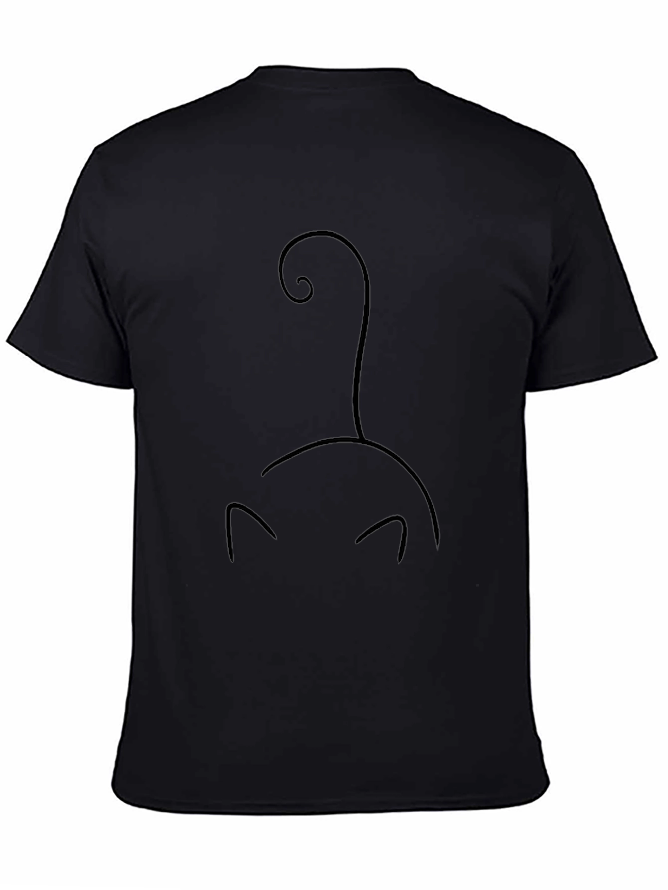 Minimalist Cat Silhouette Black T-Shirt