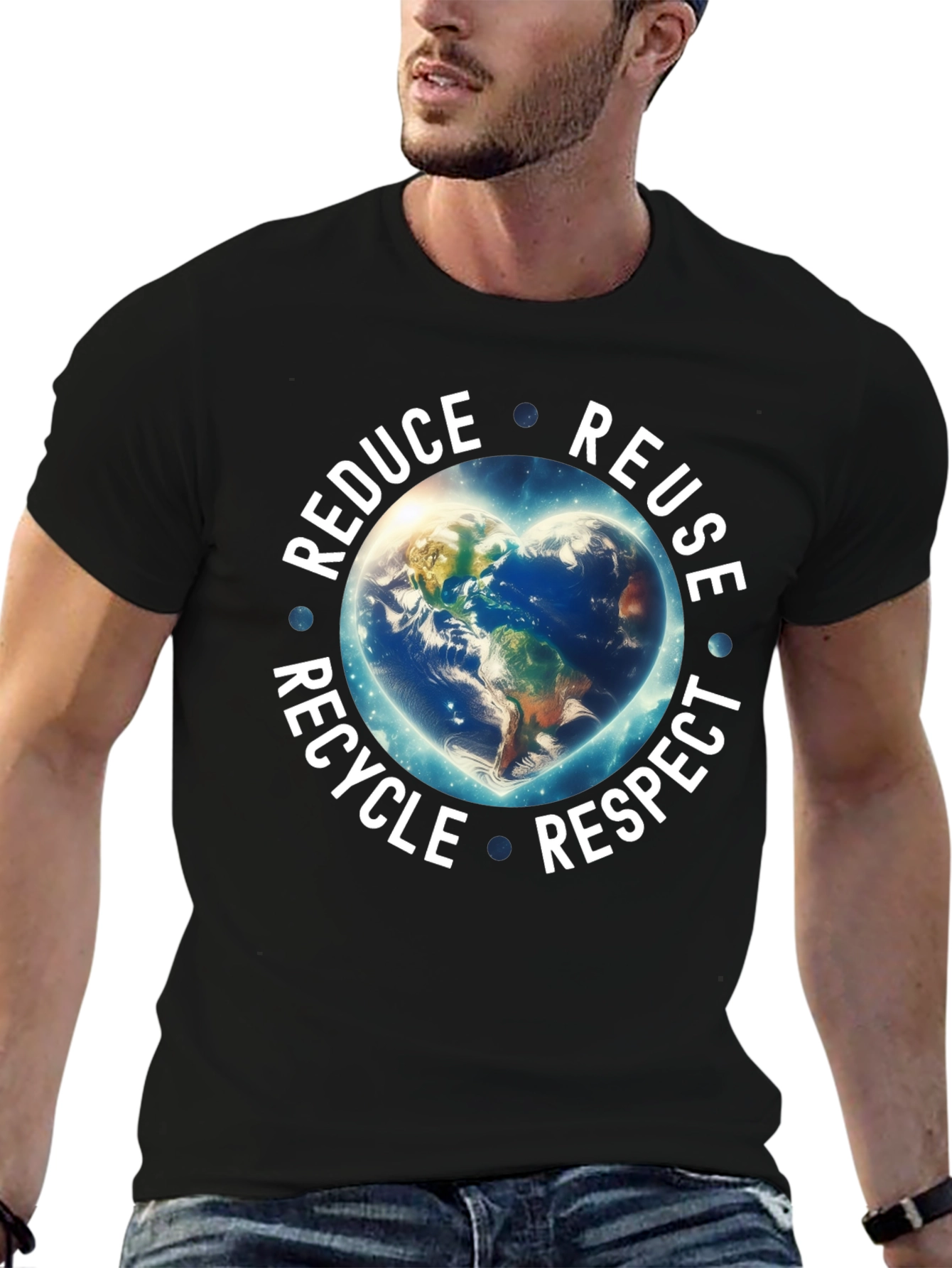 Earth Heart T-Shirt - Reduce Reuse Recycle Respect
