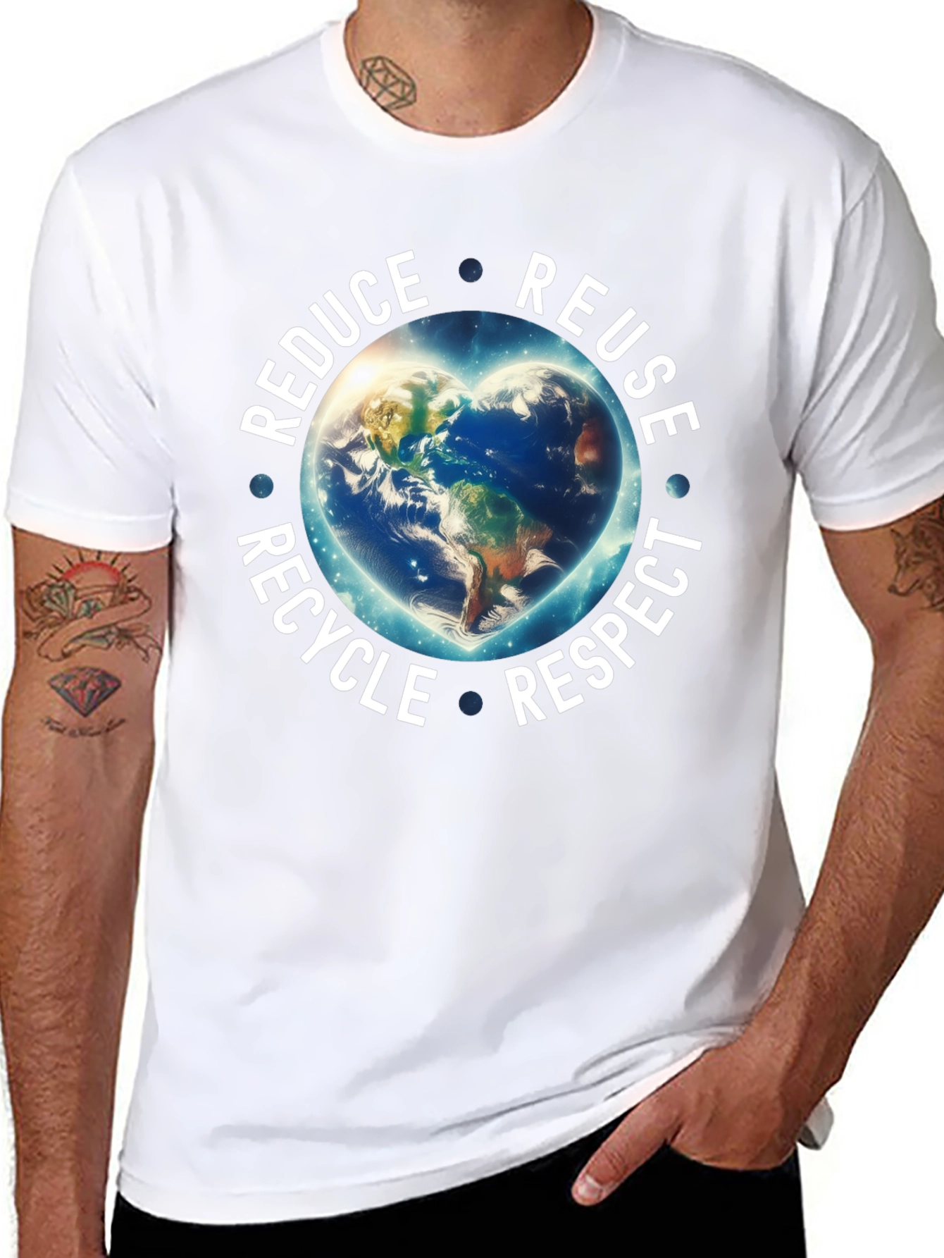 Earth Heart T-Shirt - Reduce Reuse Recycle Respect