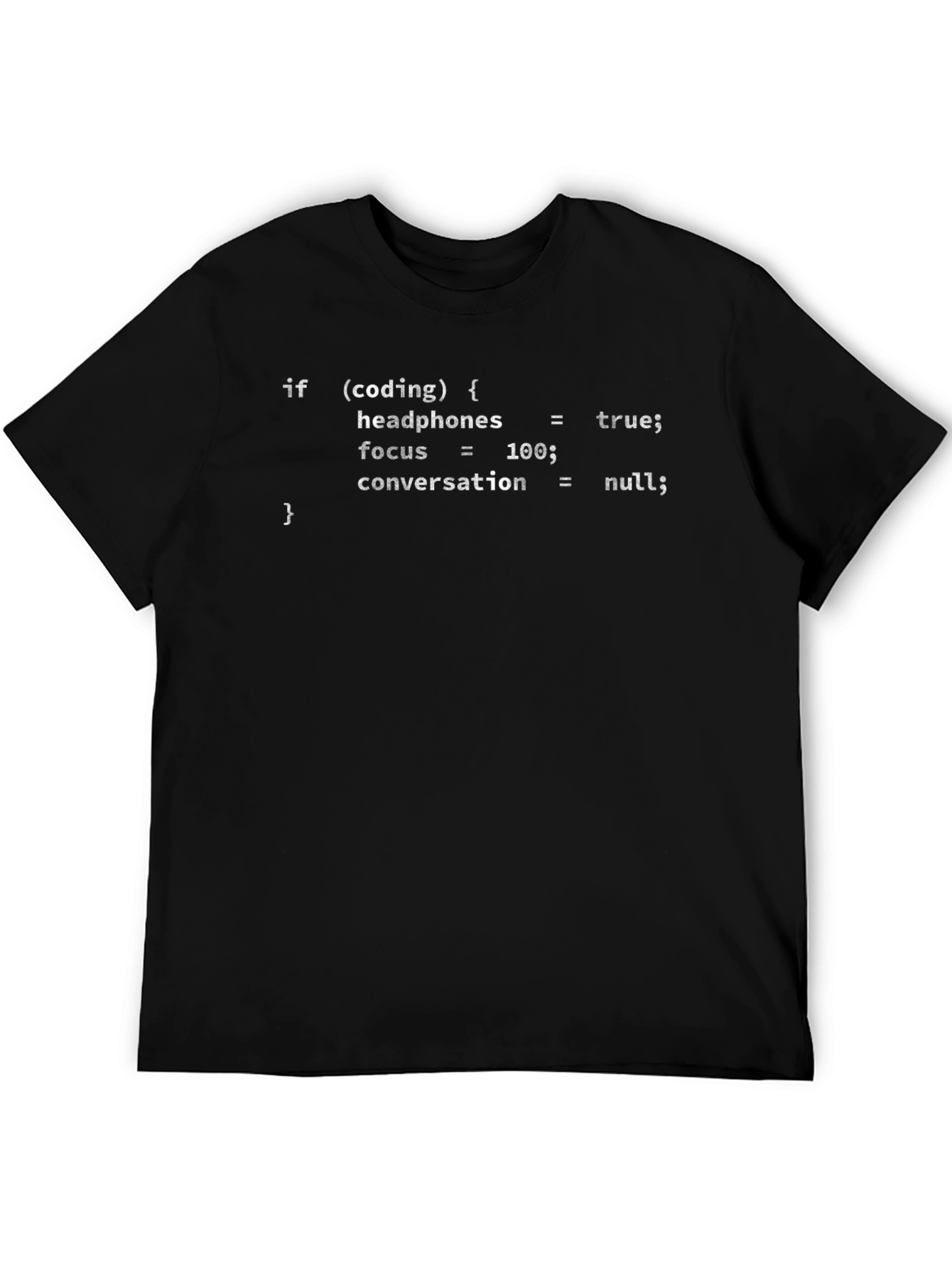 Coders Black T-Shirt: If (Coding) Headphones = True