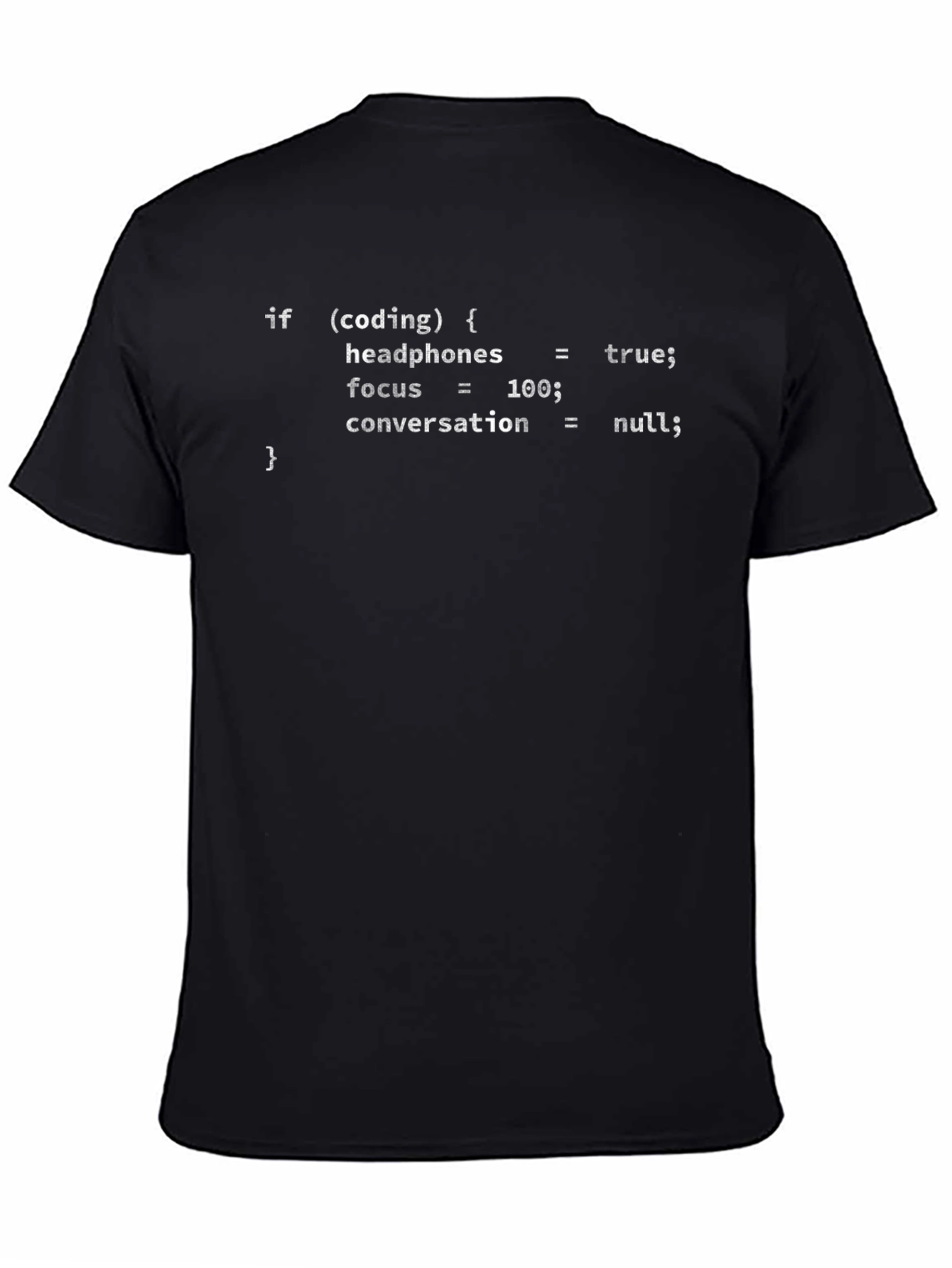 Coders Black T-Shirt: If (Coding) Headphones = True