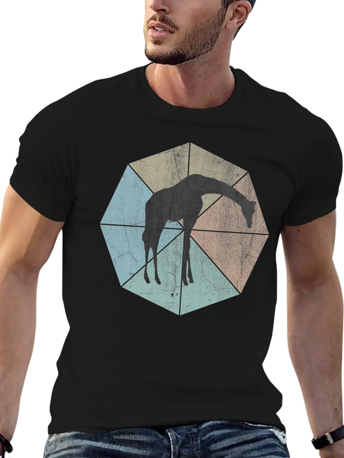 Geometric Giraffe T-Shirt - Unisex Black Tee