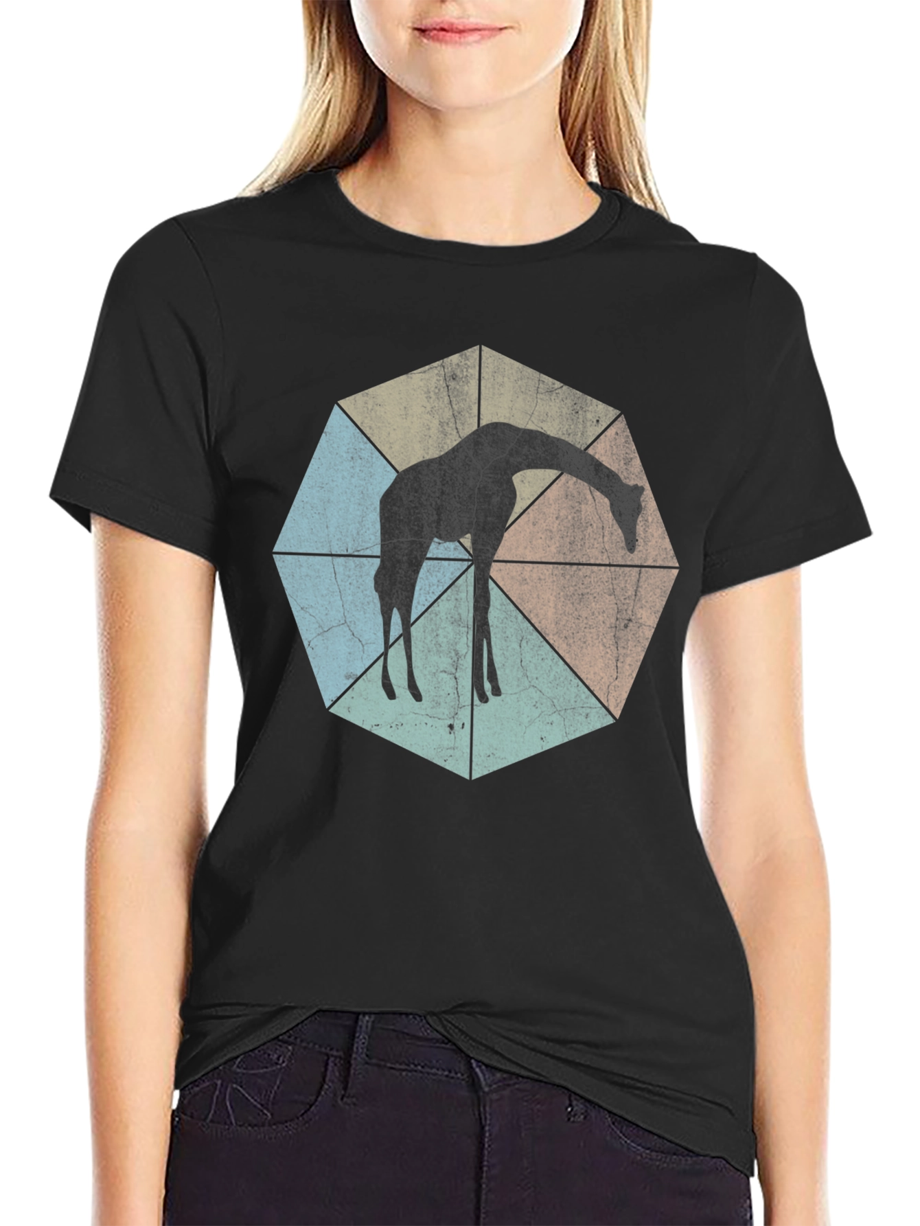 Geometric Giraffe T-Shirt - Unisex Black Tee