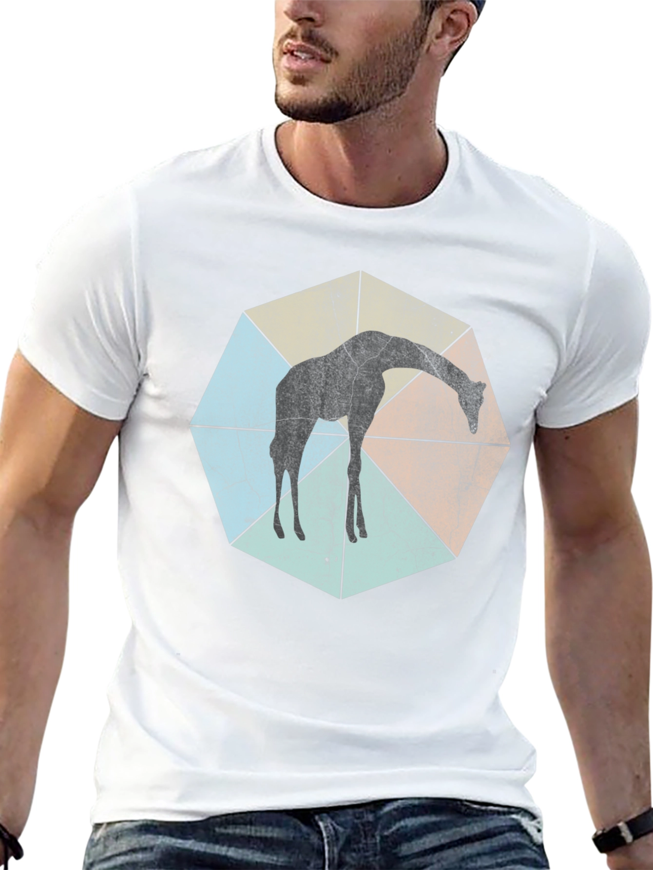 Geometric Giraffe T-Shirt - Unisex Black Tee