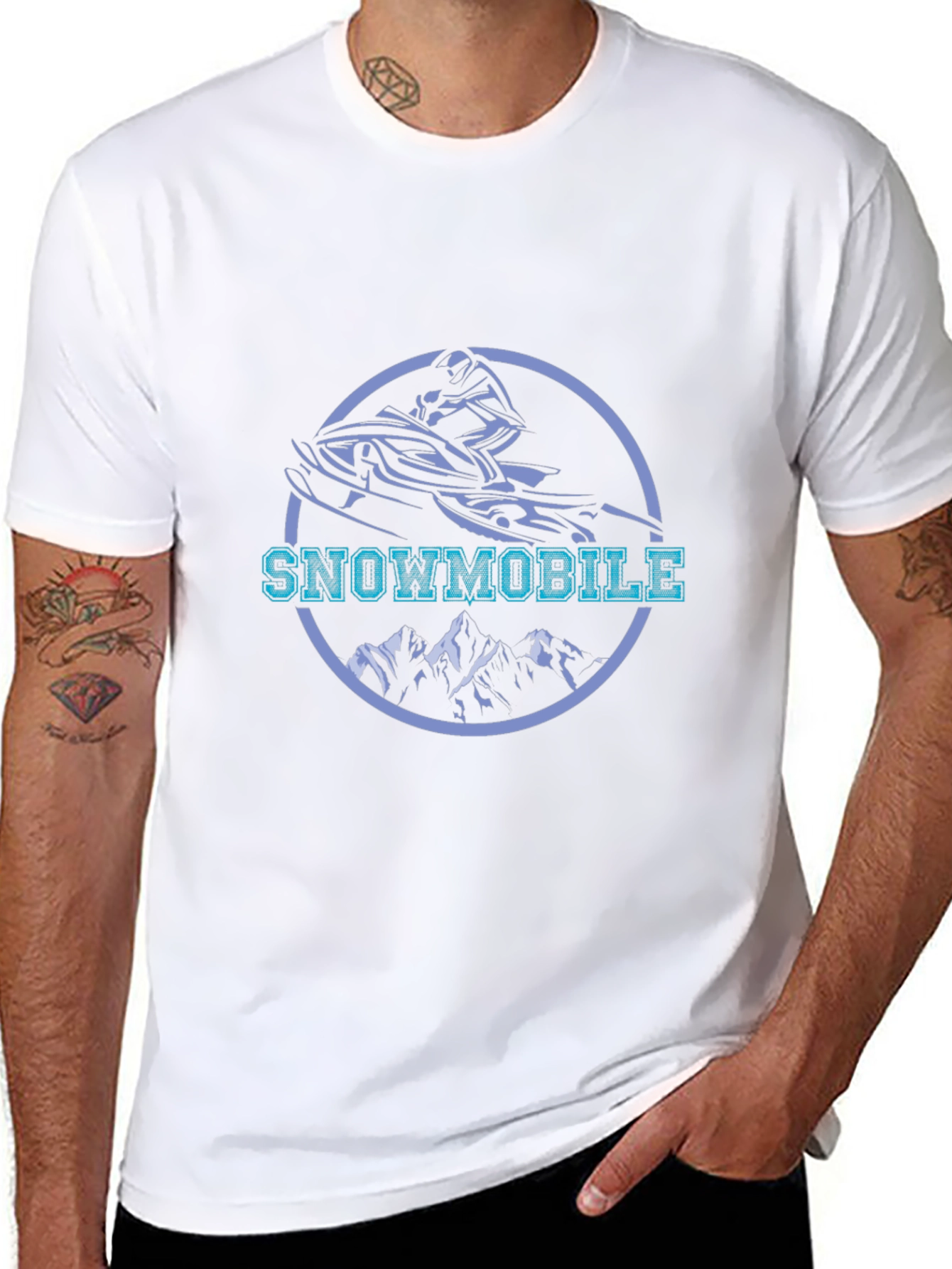 Snowmobile Graphic Tee - Black Cotton Blend