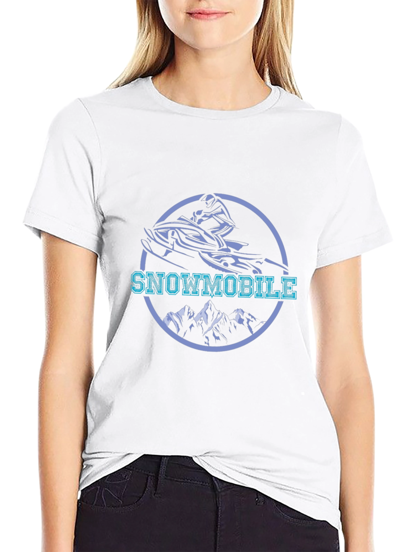 Snowmobile Graphic Tee - Black Cotton Blend