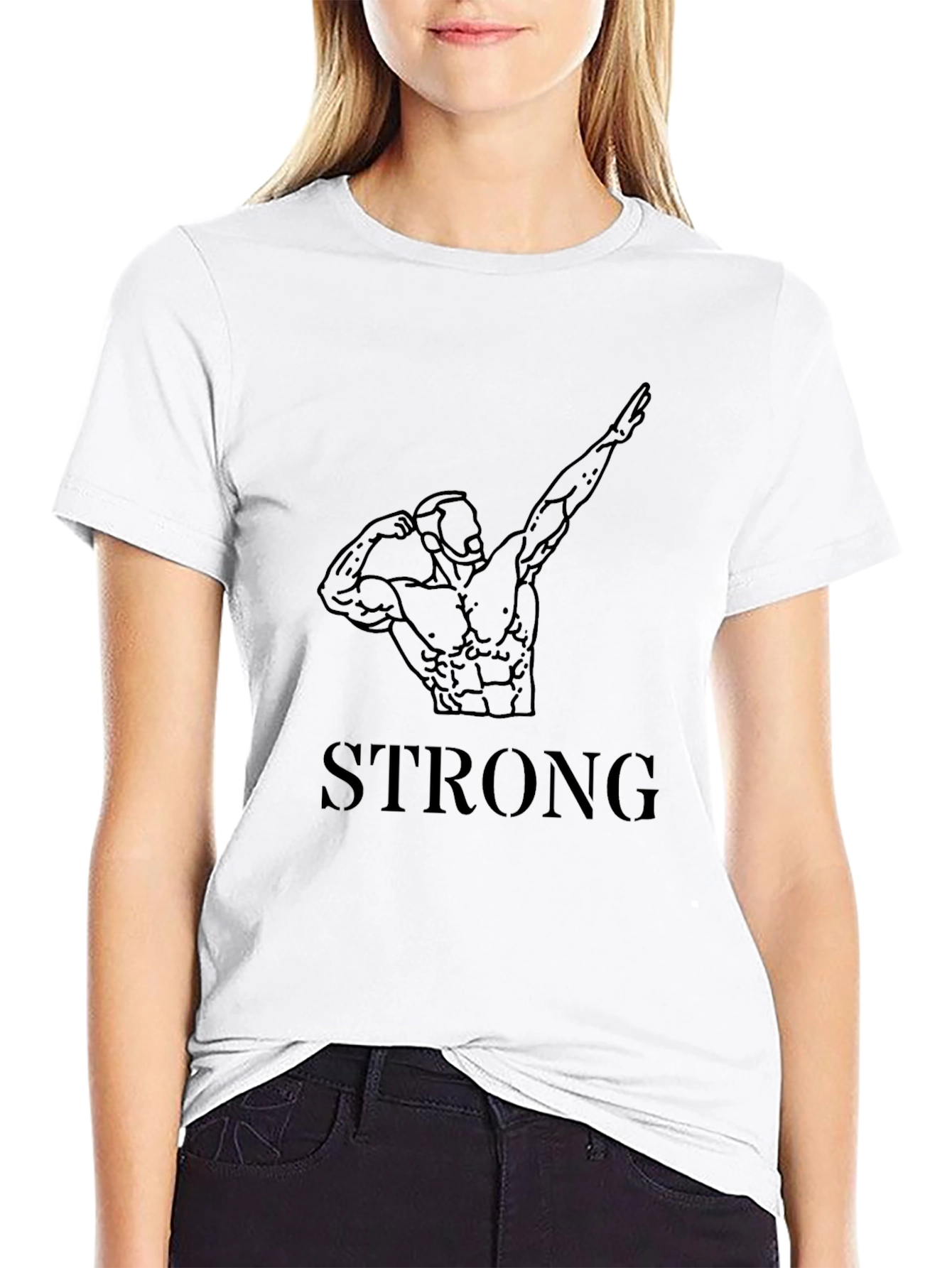 Strong Graphic Black T-Shirt - Bodybuilder Design