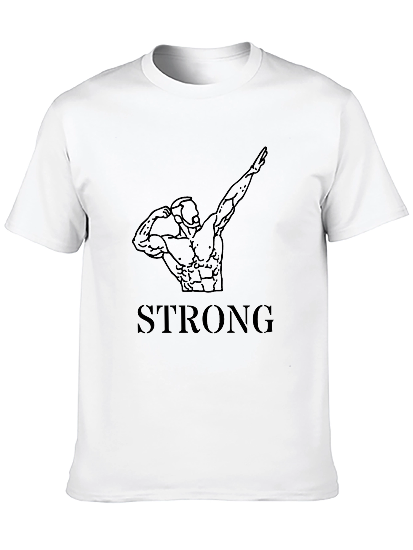 Strong Graphic Black T-Shirt - Bodybuilder Design