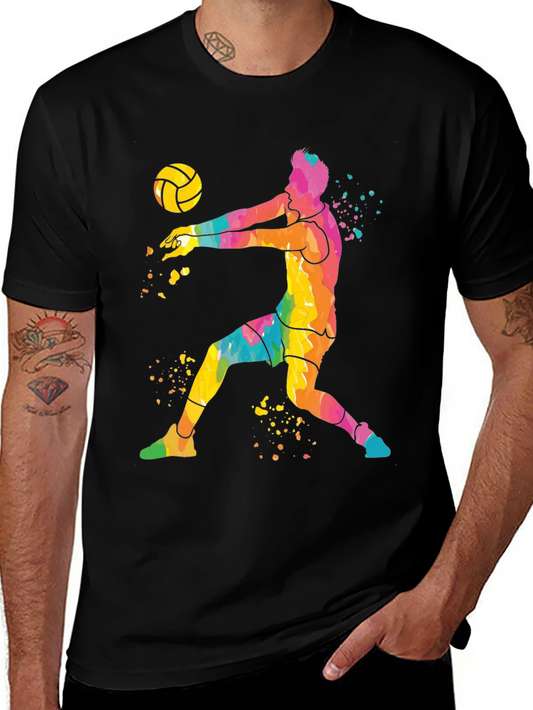 Colorful Volleyball Player Graphic Tee