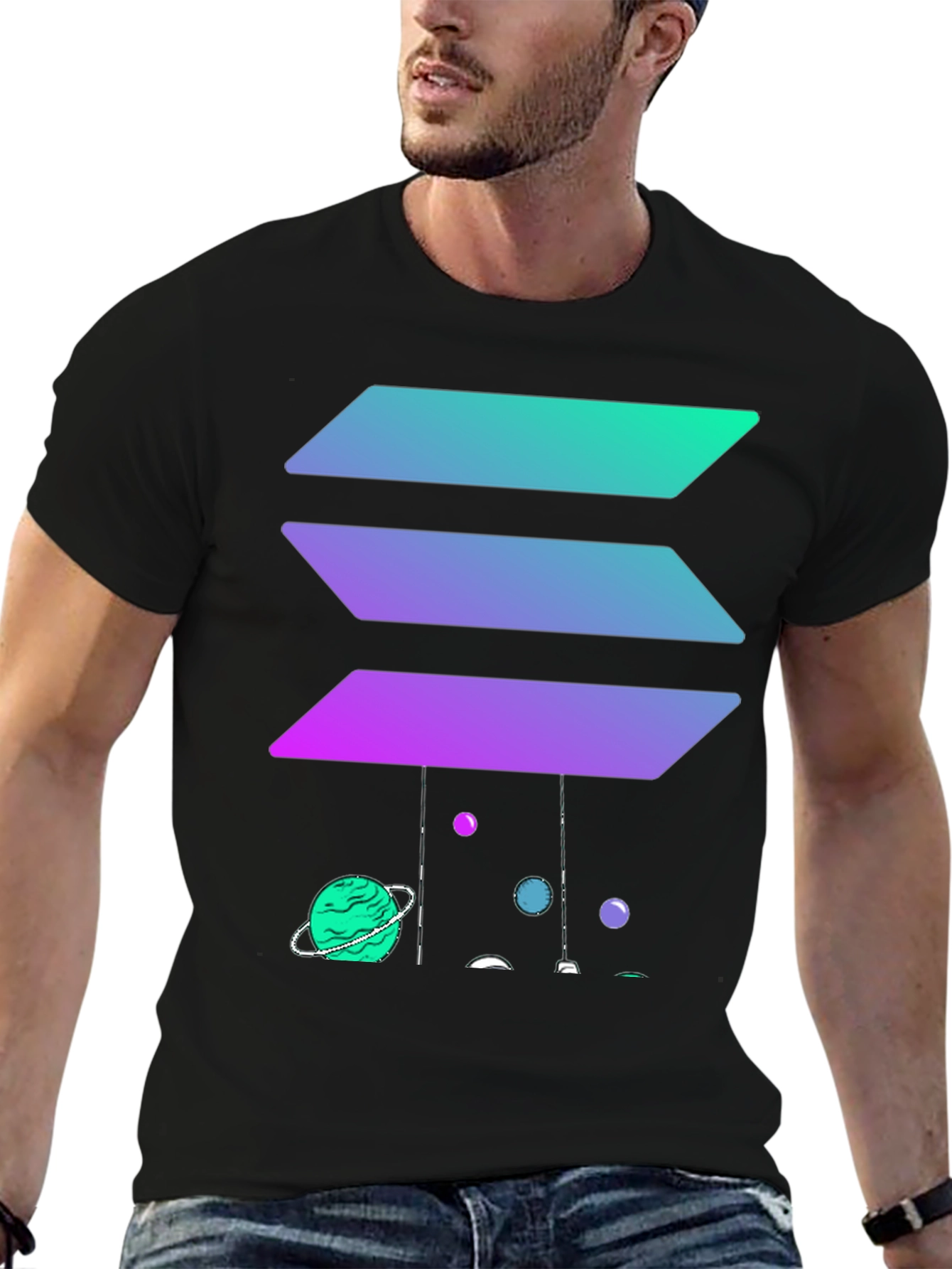 Gradient Solana Planet Black T-Shirt