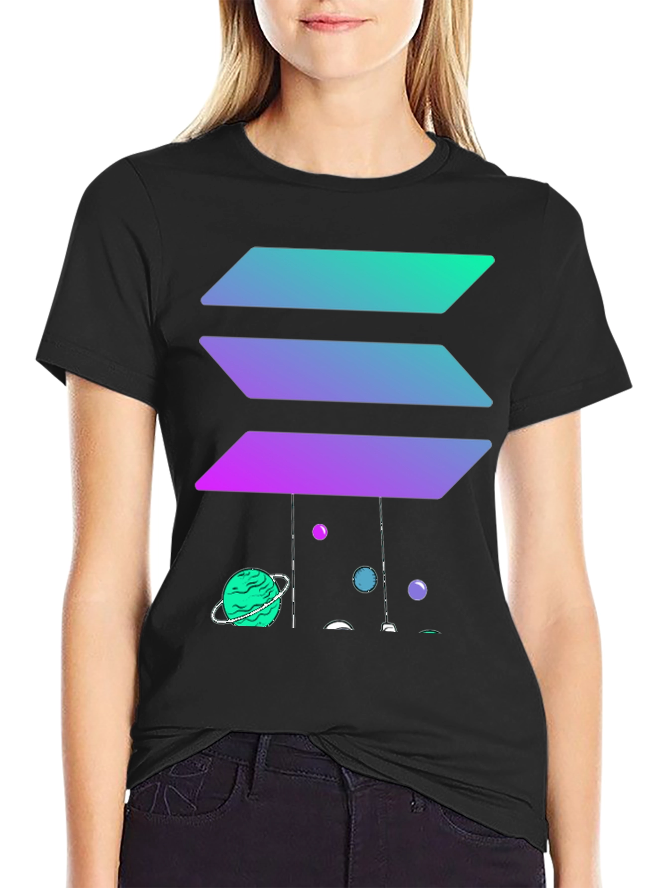 Gradient Solana Planet Black T-Shirt