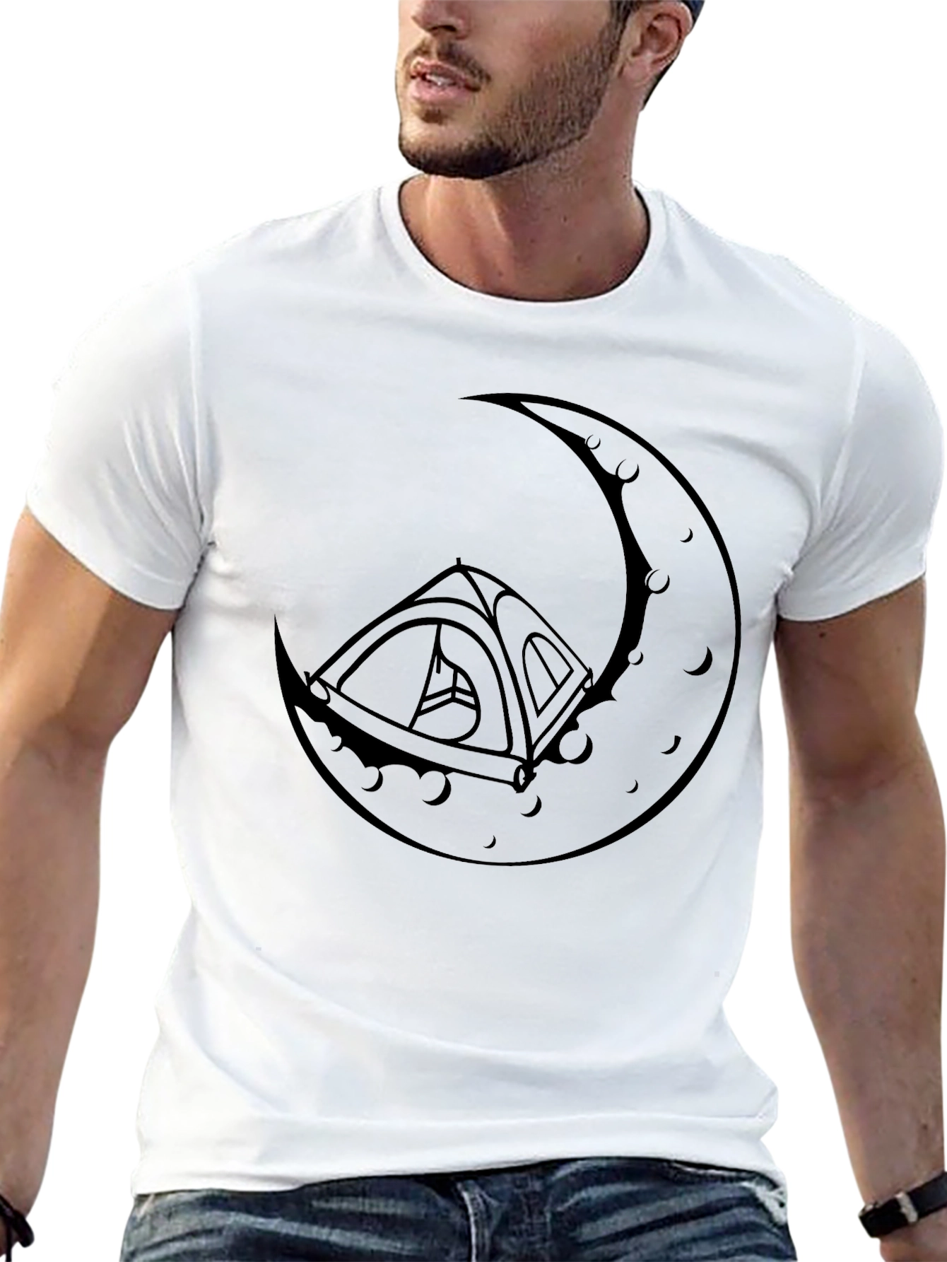 Camping Moon Graphic Tee - Black