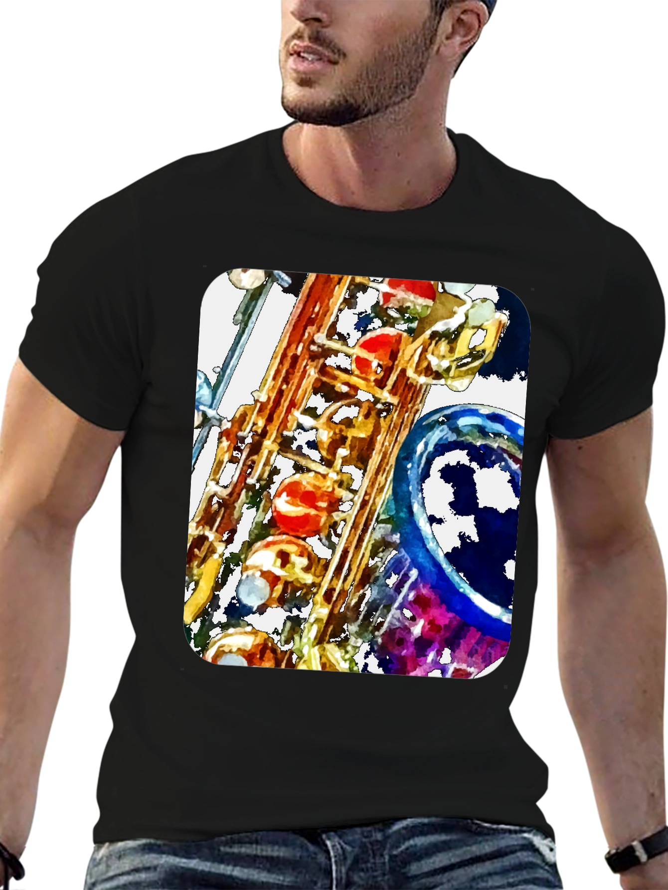 Saxophone Art Print Graphic Tee