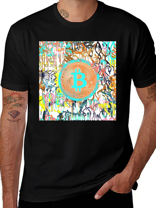 Bitcoin Graffiti Art Mens Black T-Shirt
