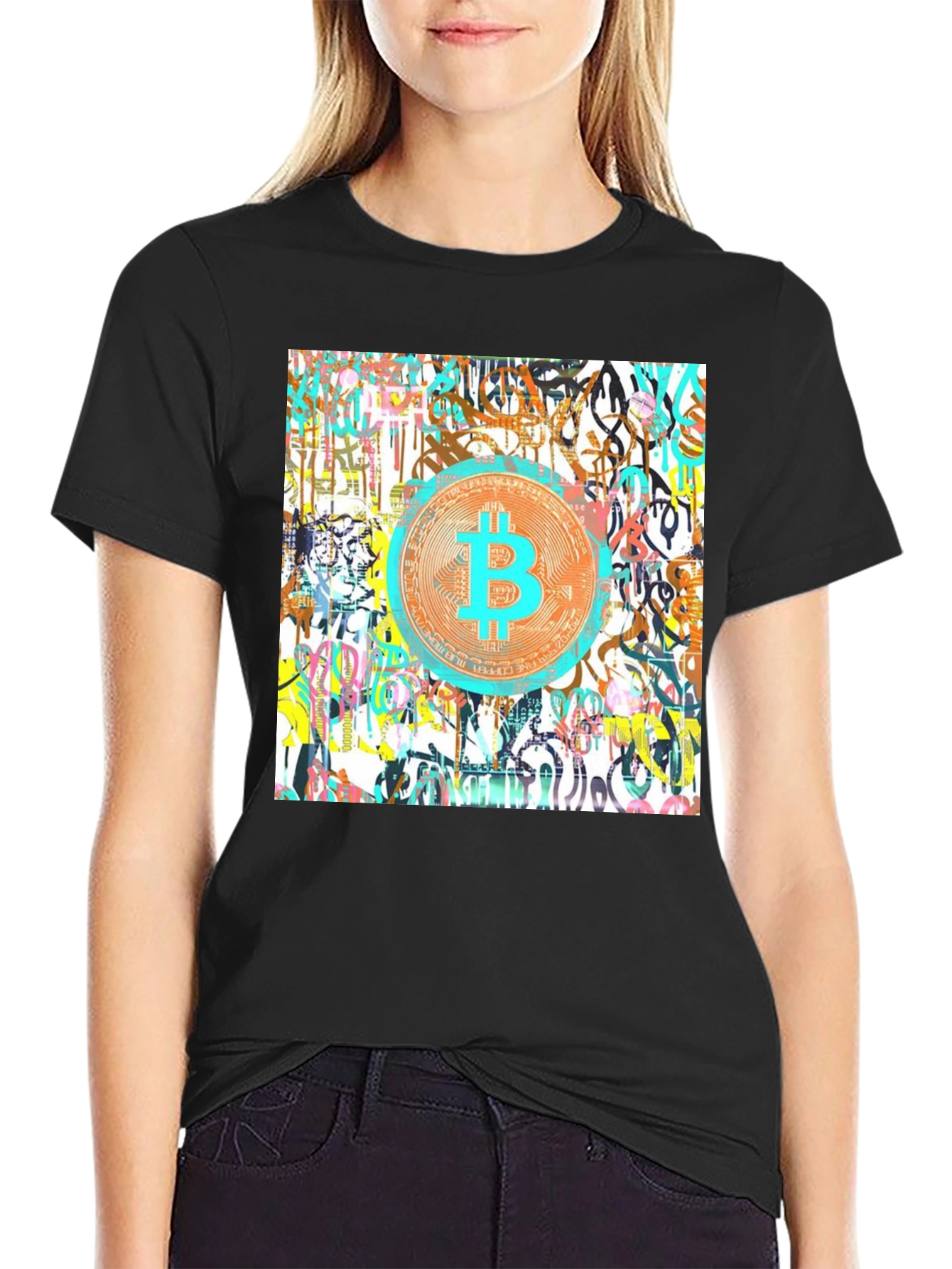 Bitcoin Graffiti Art Mens Black T-Shirt