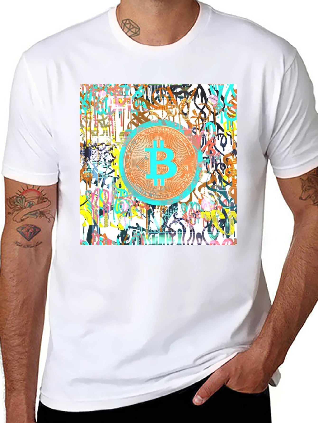 Bitcoin Graffiti Art Mens Black T-Shirt