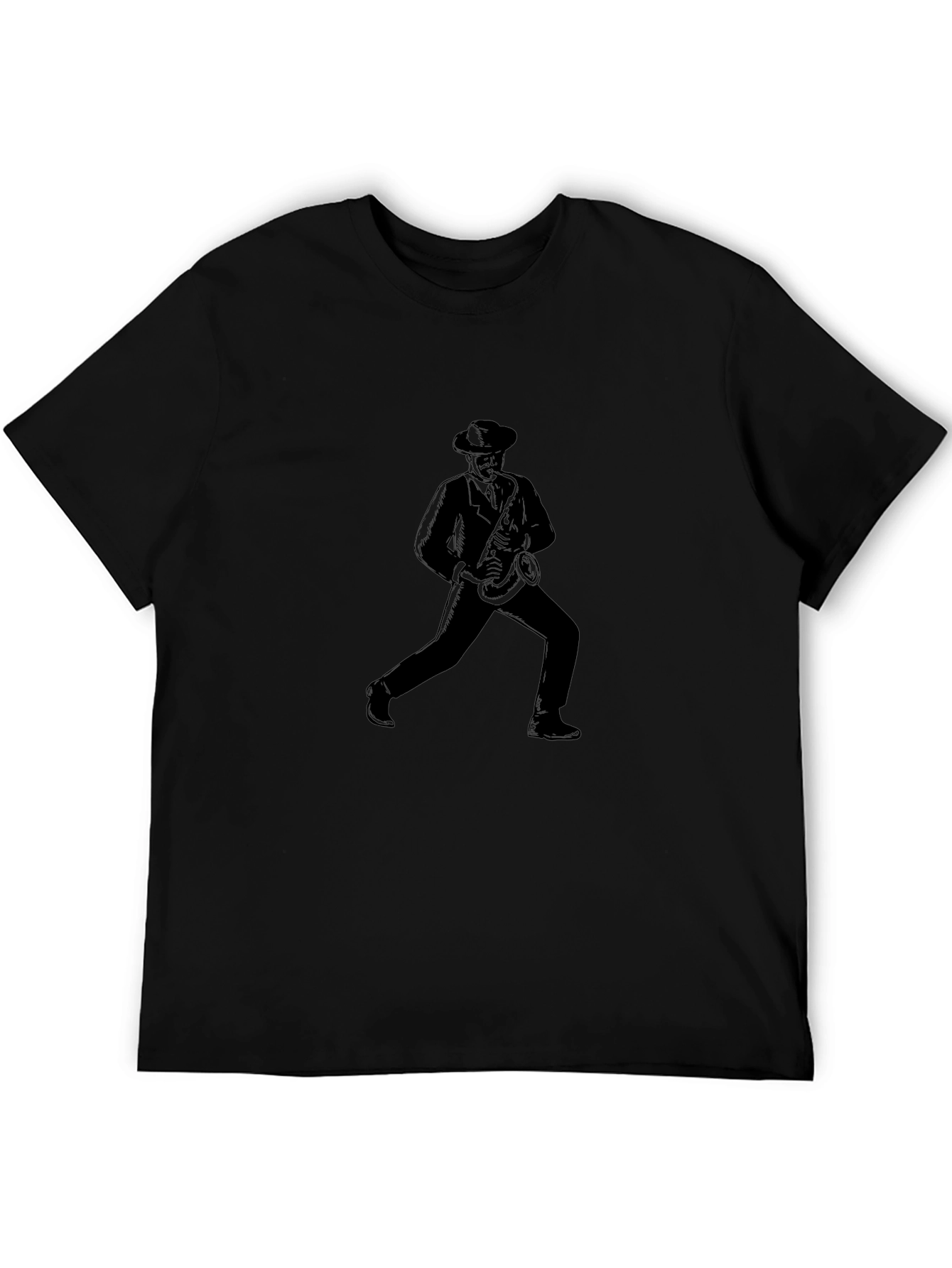 Cool Saxophone Player Graphic Tee - Black