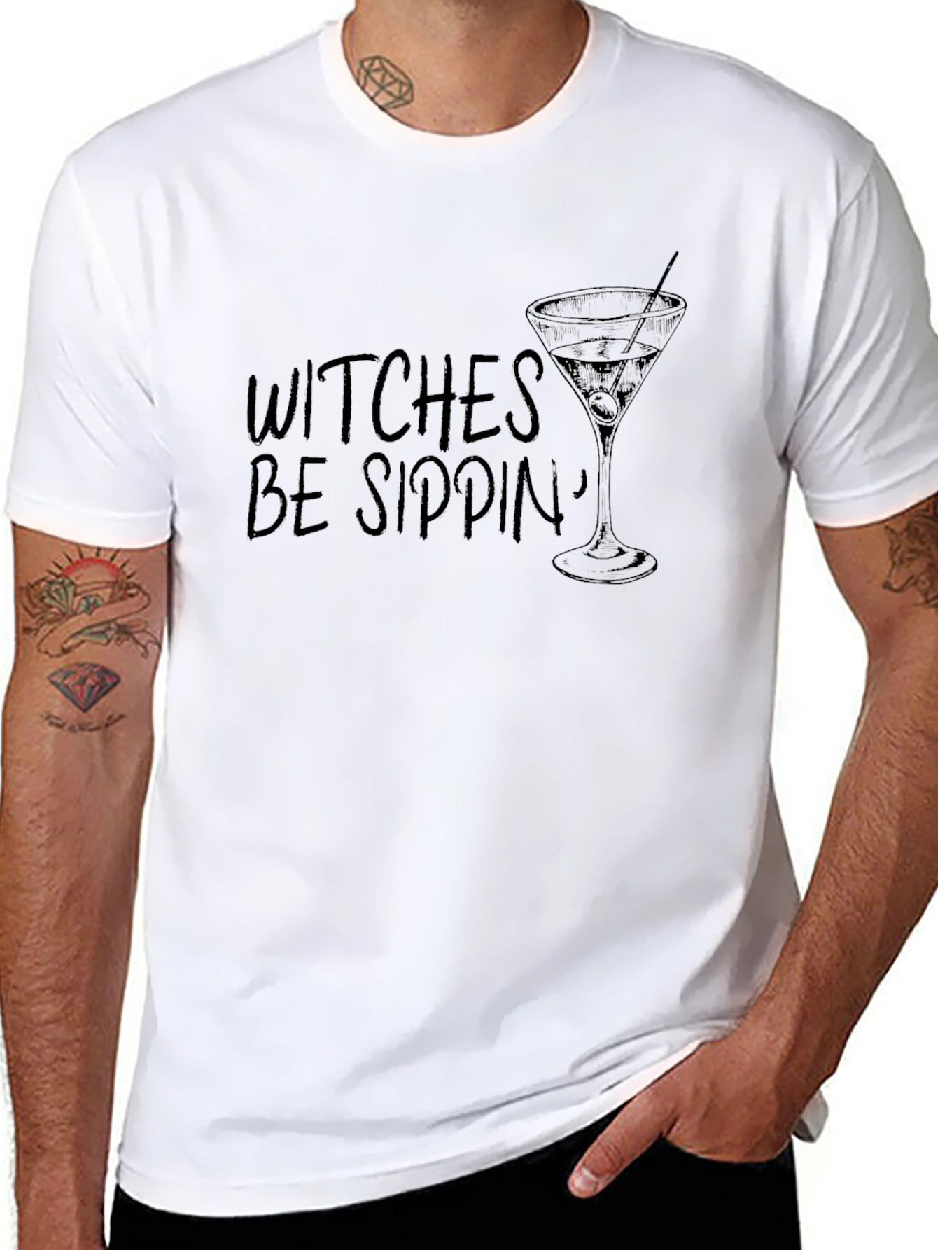 Witches Be Sippin Black Graphic Tee