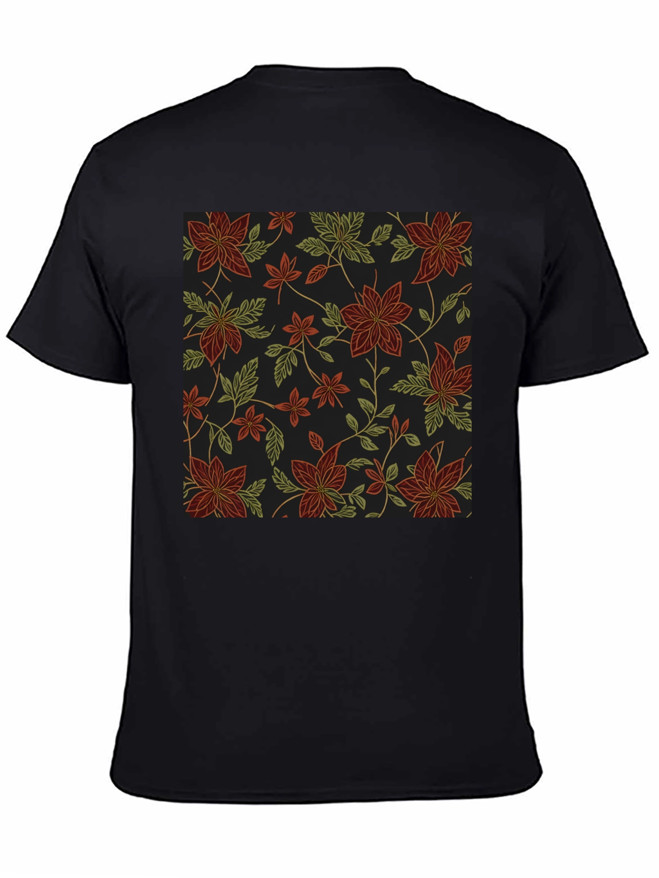 Floral Pattern Black T-Shirt