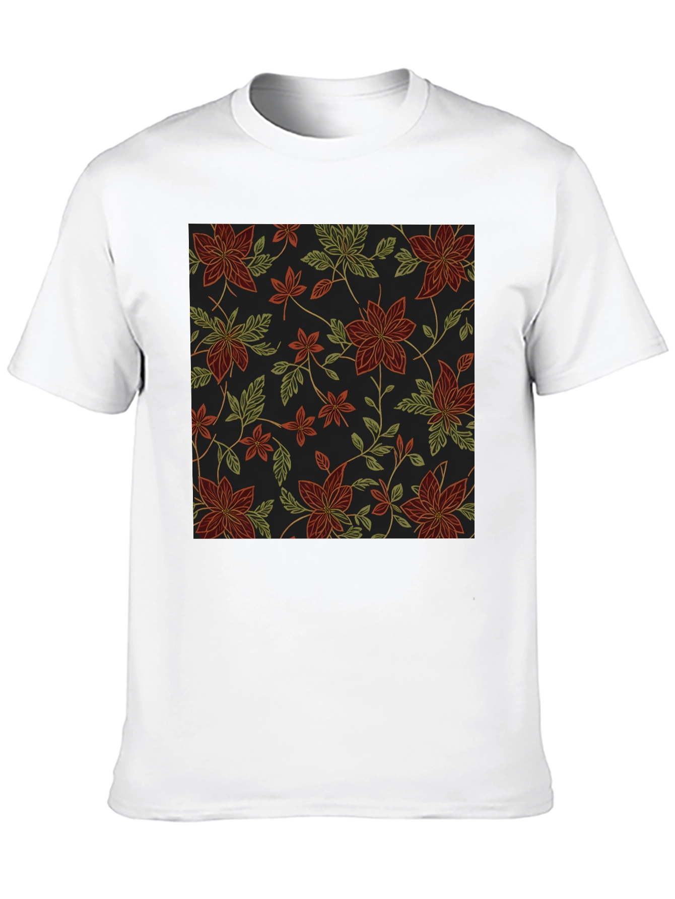 Floral Pattern Black T-Shirt