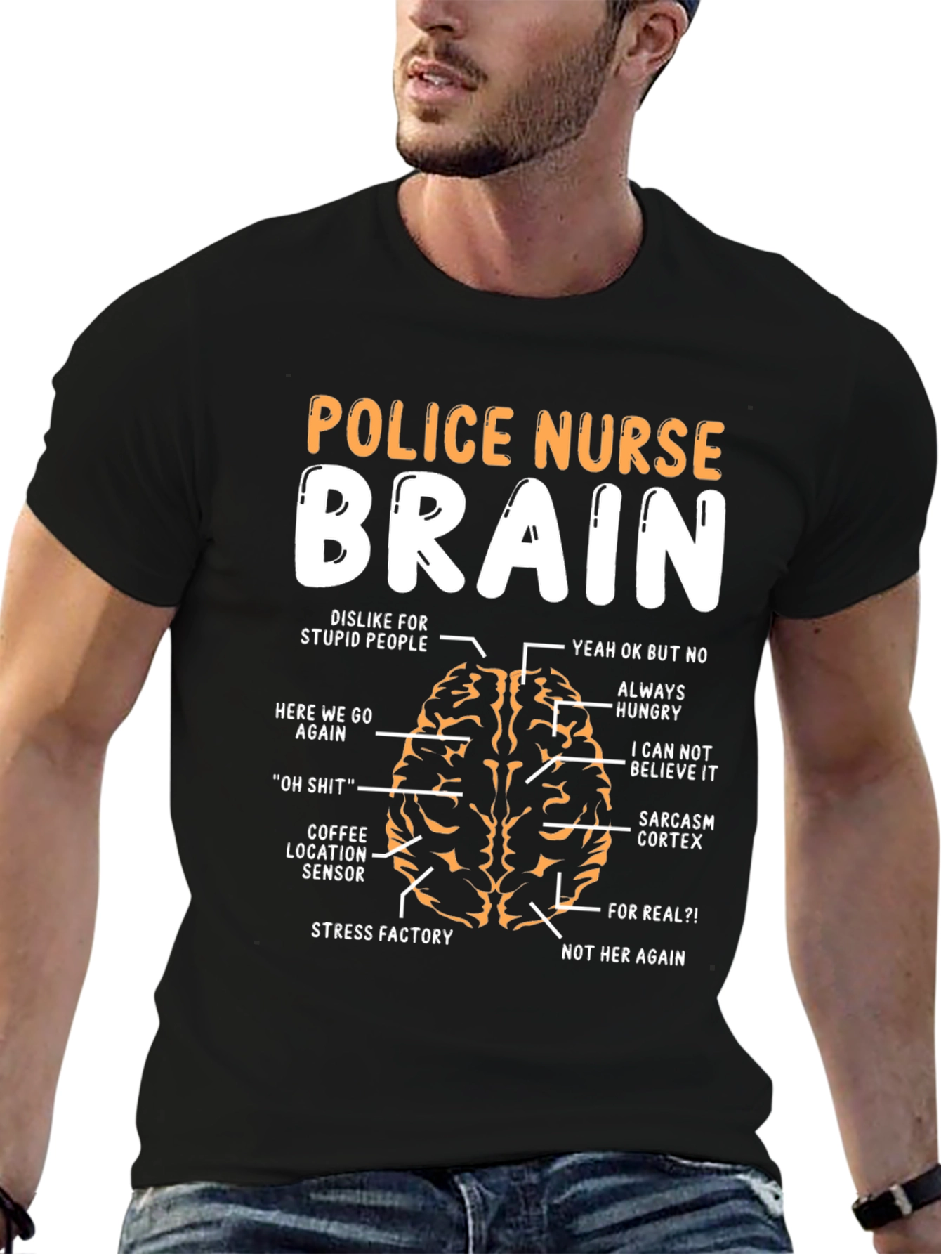 Police Nurse Brain Anatomy T-Shirt - Funny Gift