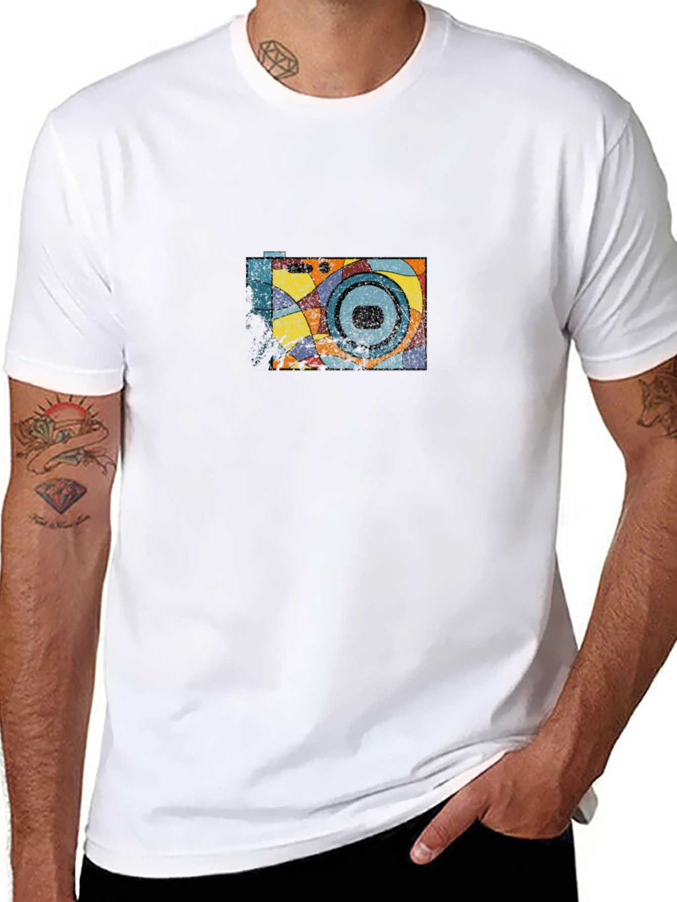 Retro Camera Graphic Black T-Shirt