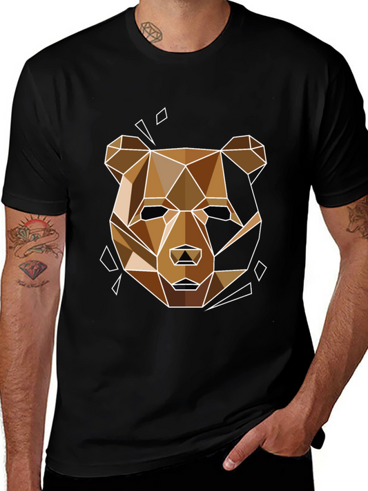 Geometric Bear Graphic Tee - Modern Style