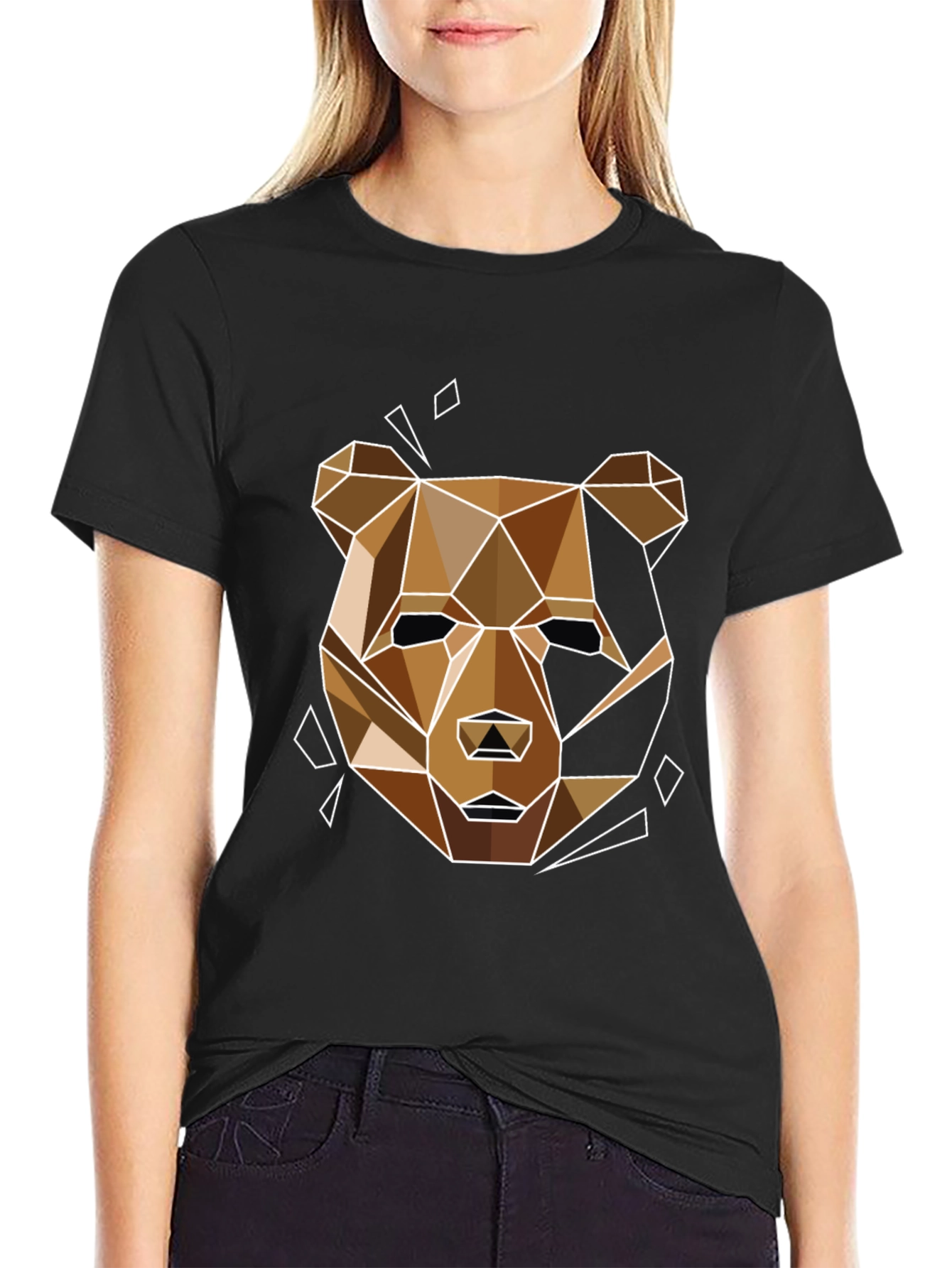 Geometric Bear Graphic Tee - Modern Style