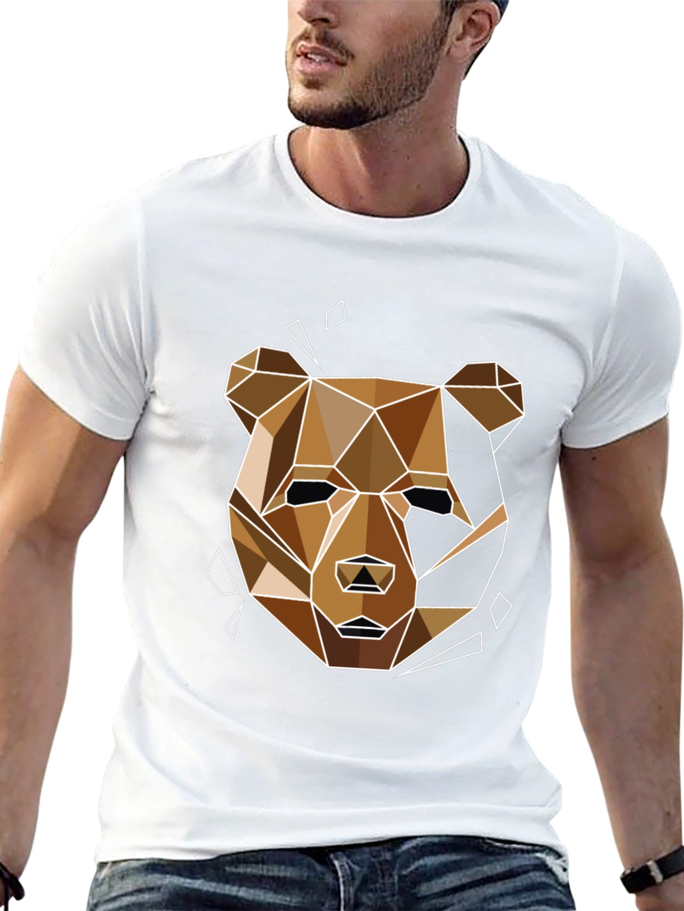 Geometric Bear Graphic Tee - Modern Style