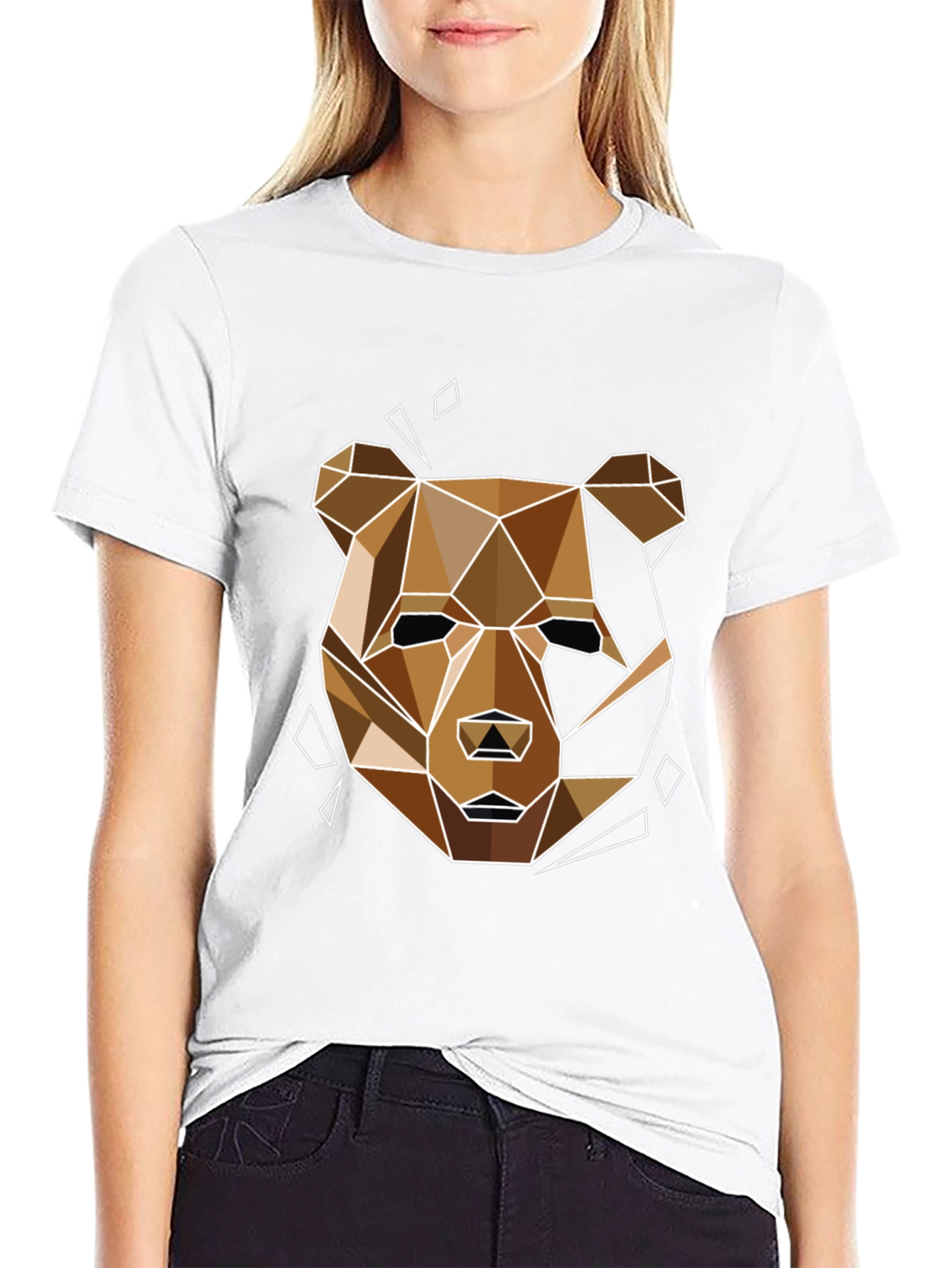 Geometric Bear Graphic Tee - Modern Style