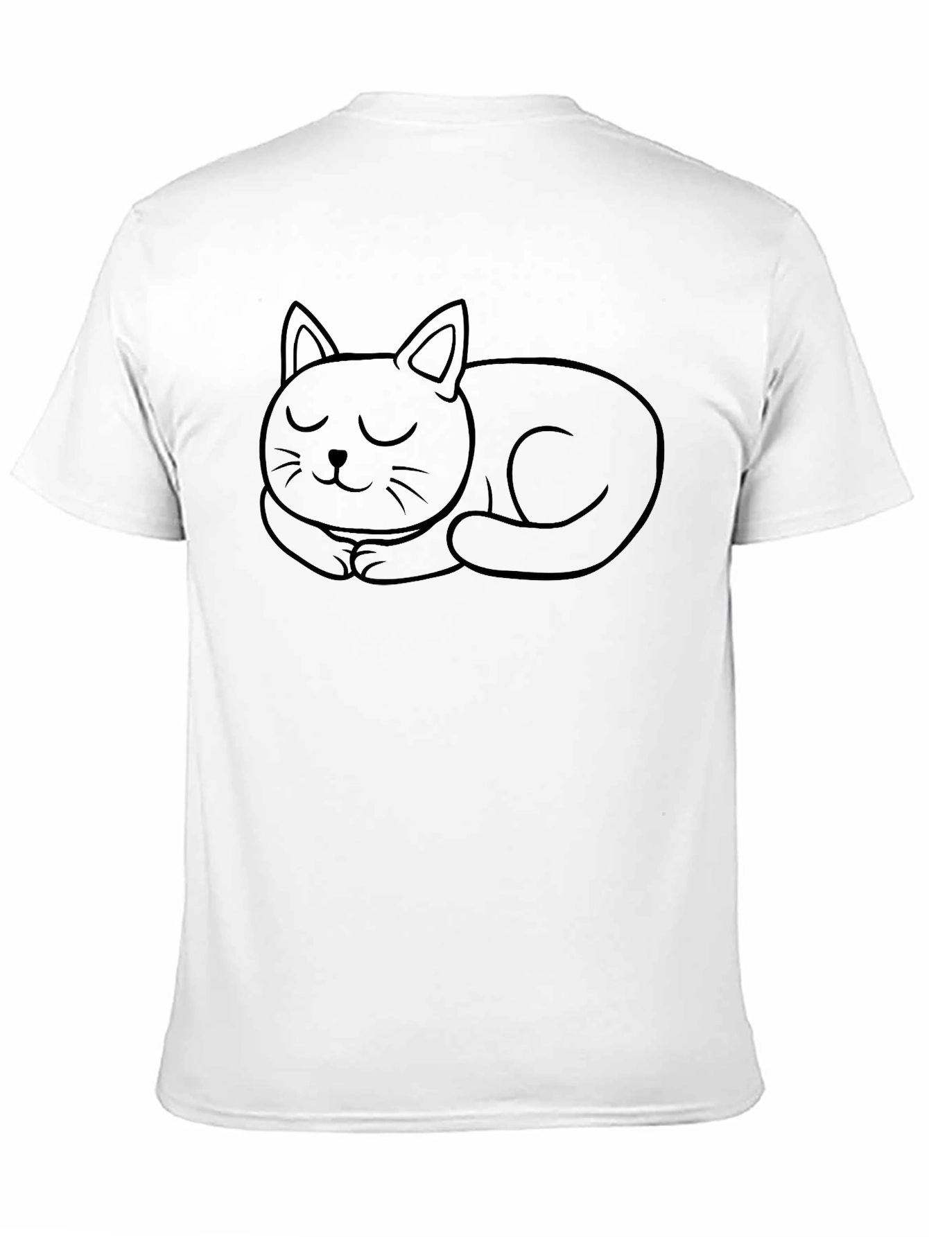 Cute Sleeping Cat Graphic Tee - Black