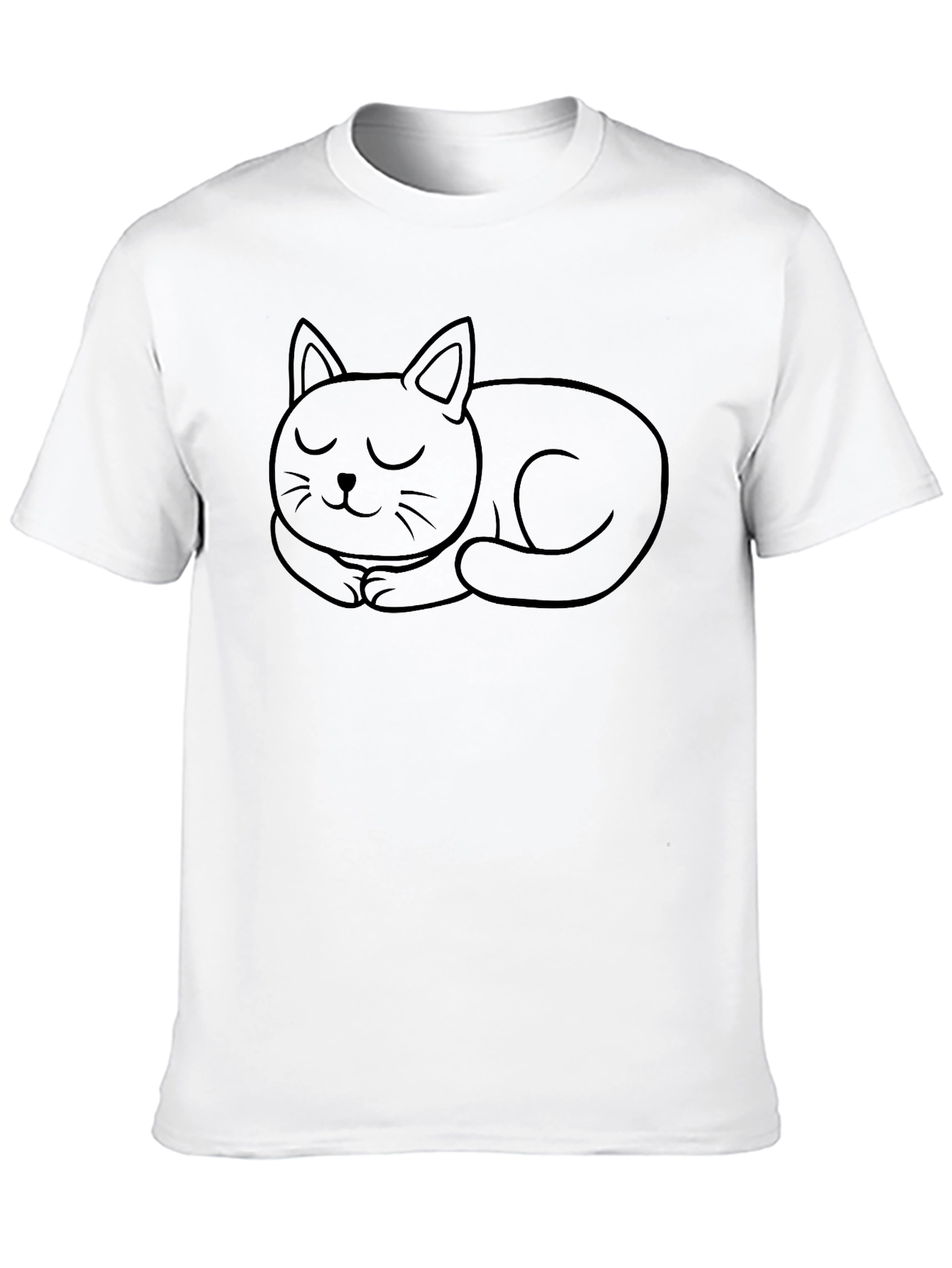 Cute Sleeping Cat Graphic Tee - Black
