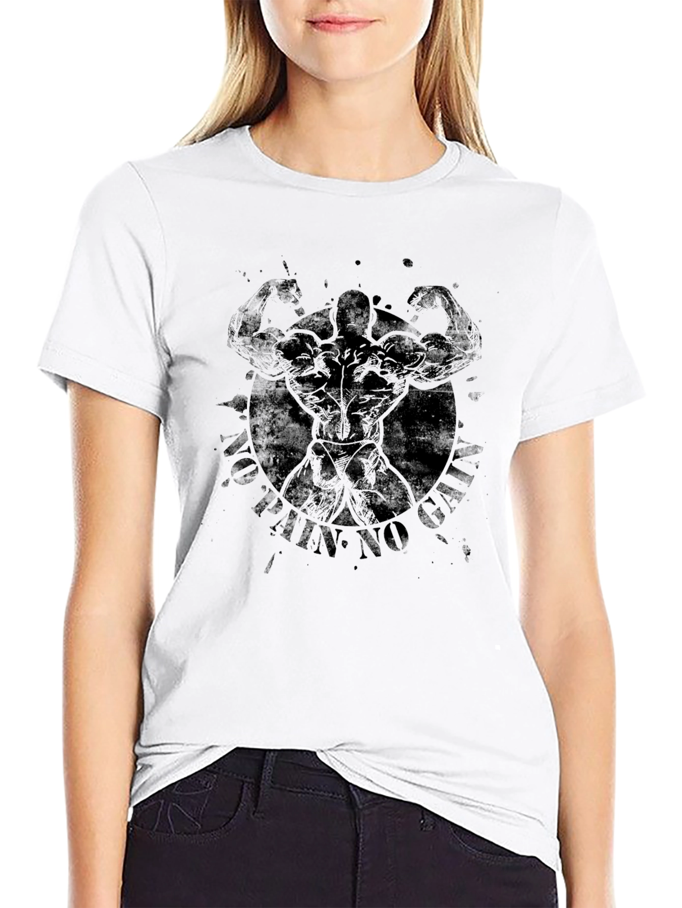 No Pain No Gains Bodybuilder Graphic T-Shirt