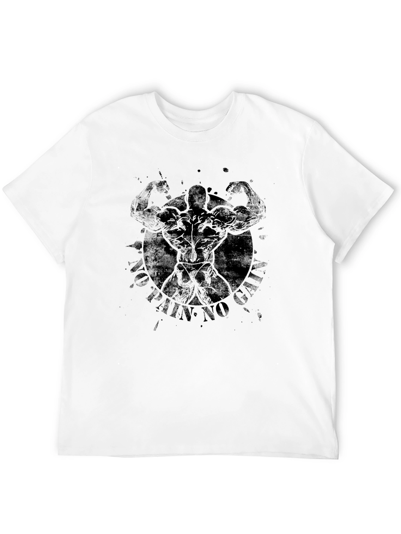 No Pain No Gains Bodybuilder Graphic T-Shirt