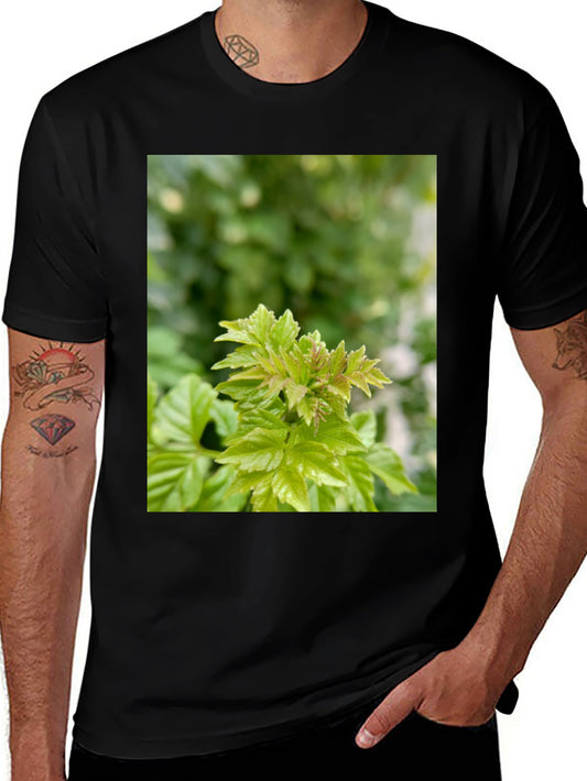 Leaf Print Black T-Shirt