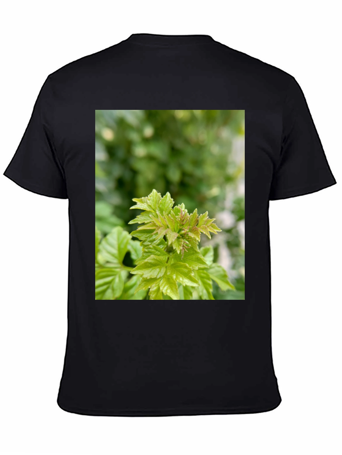 Leaf Print Black T-Shirt