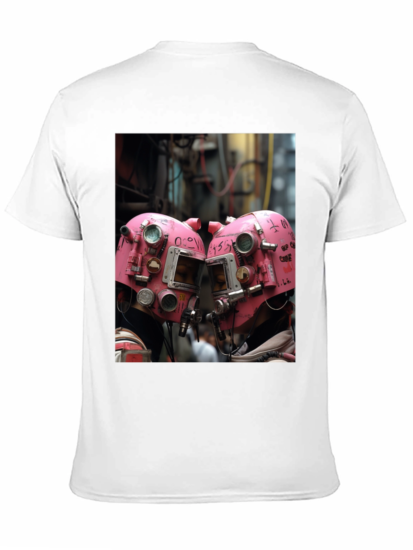 Abstract Pink Helmet Graphic Black Tee