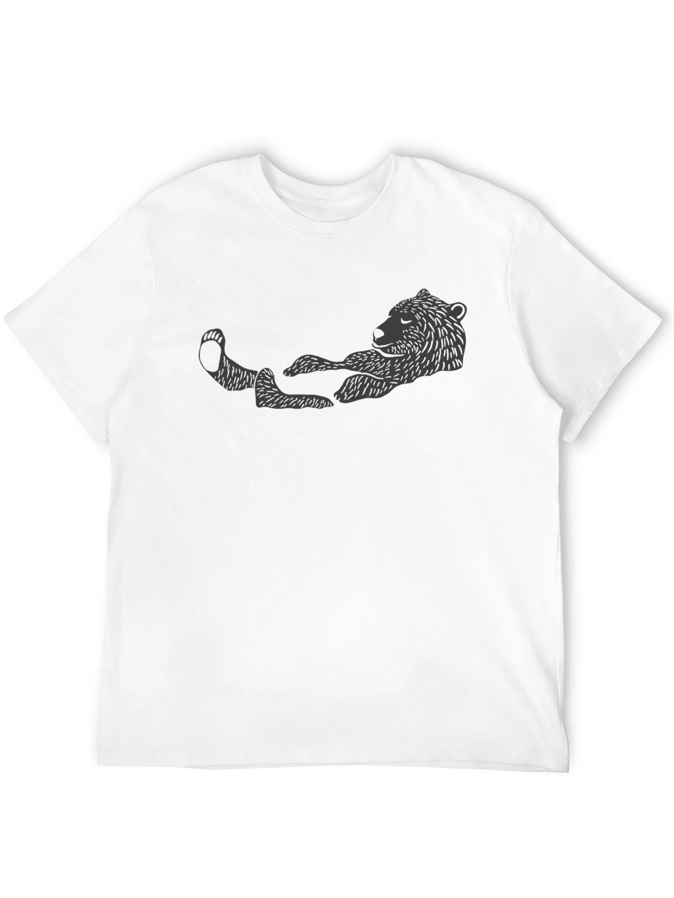 Relaxed Bear Graphic T-Shirt - Black