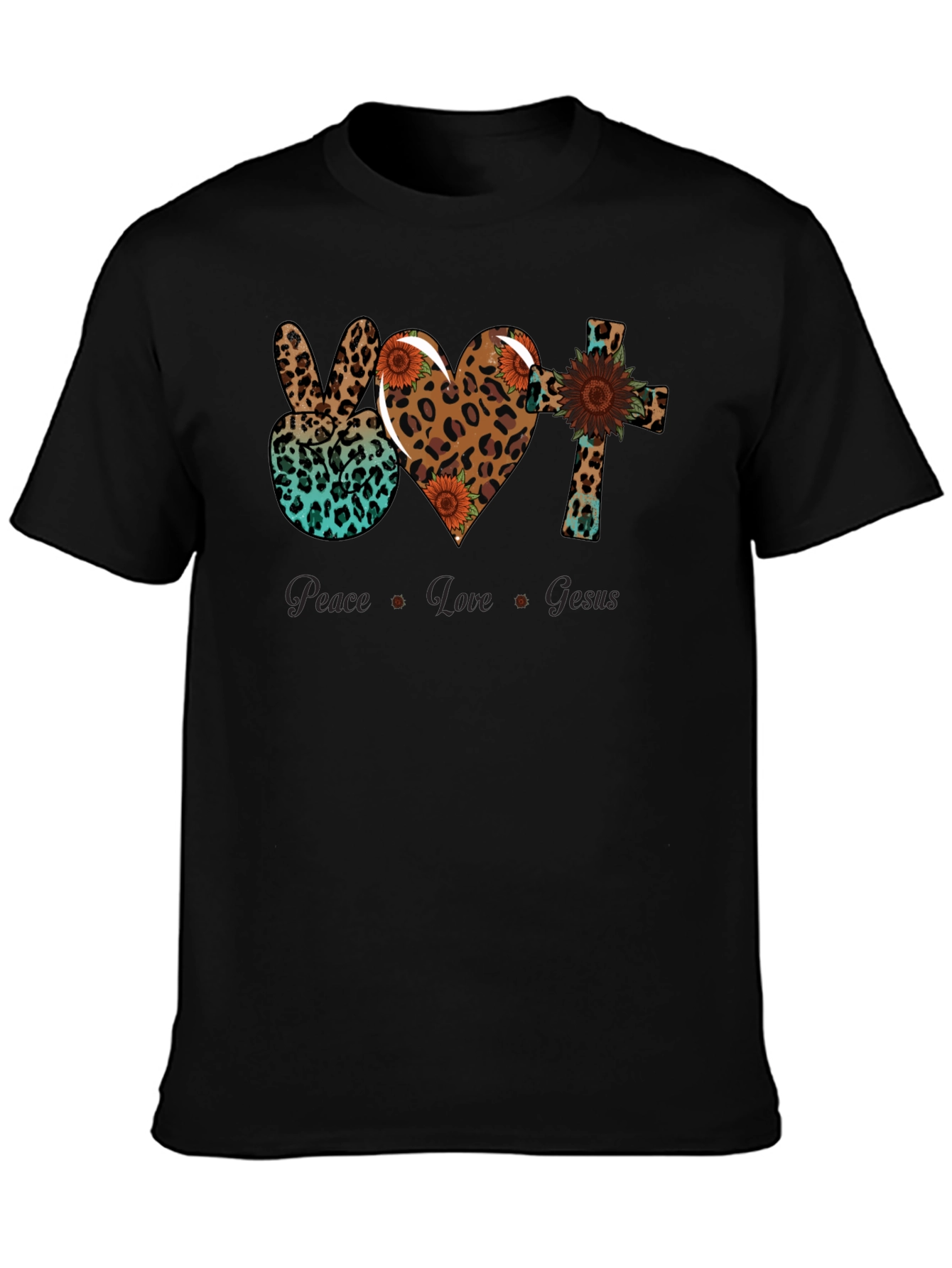 Peace Love Jesus Leopard Print T-Shirt