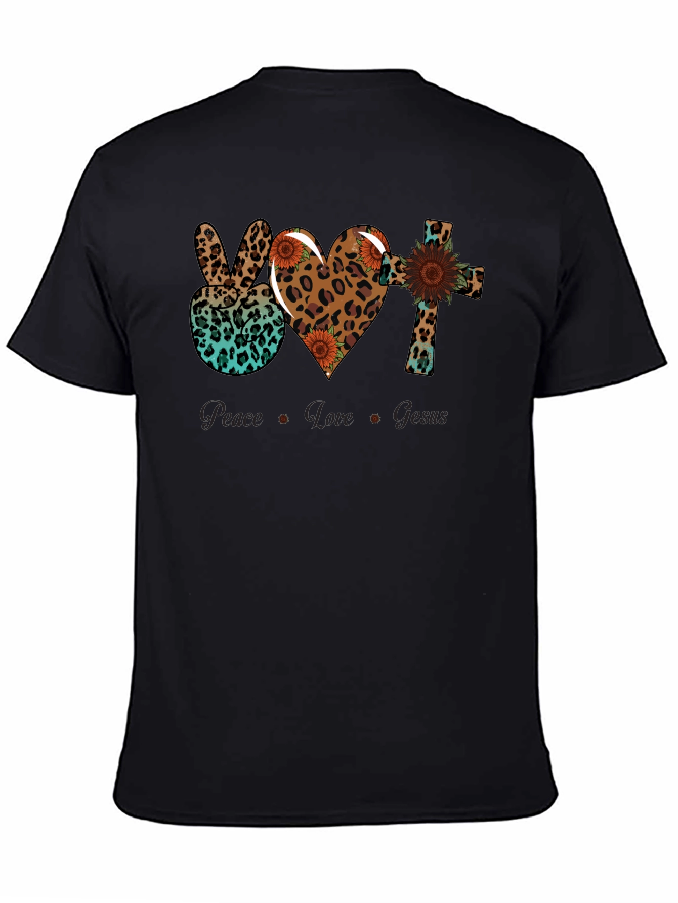 Peace Love Jesus Leopard Print T-Shirt
