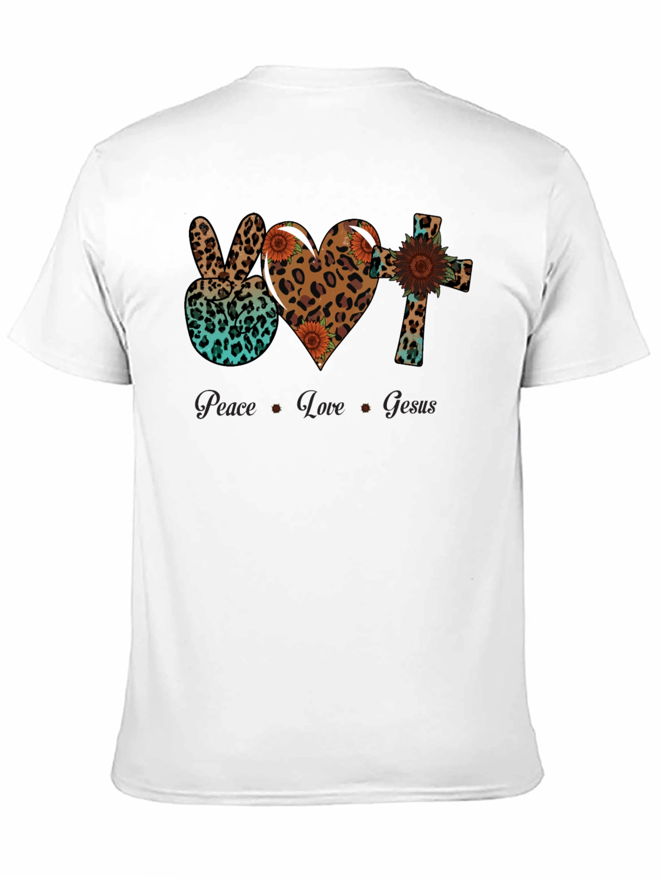 Peace Love Jesus Leopard Print T-Shirt