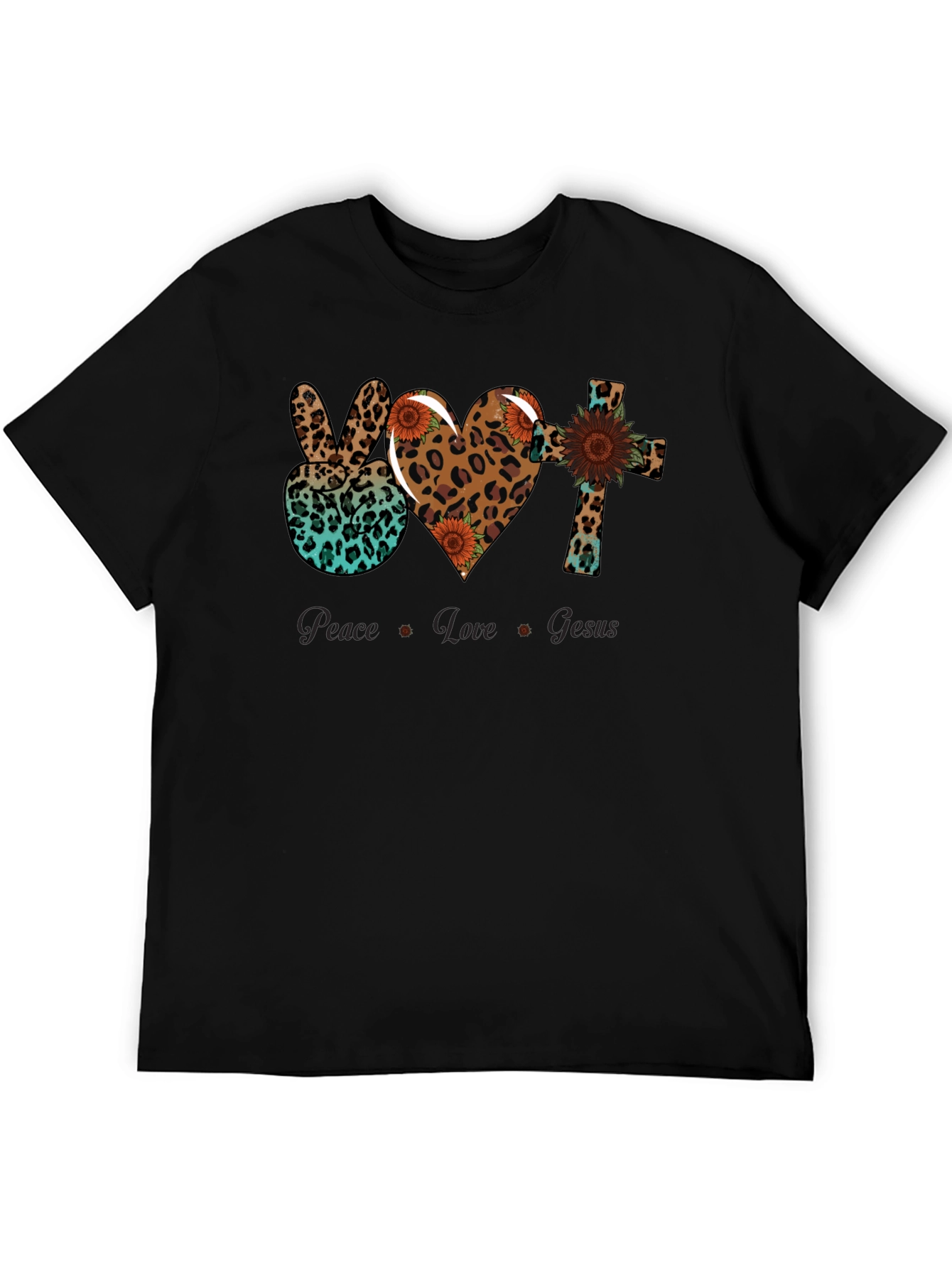 Peace Love Jesus Leopard Print T-Shirt