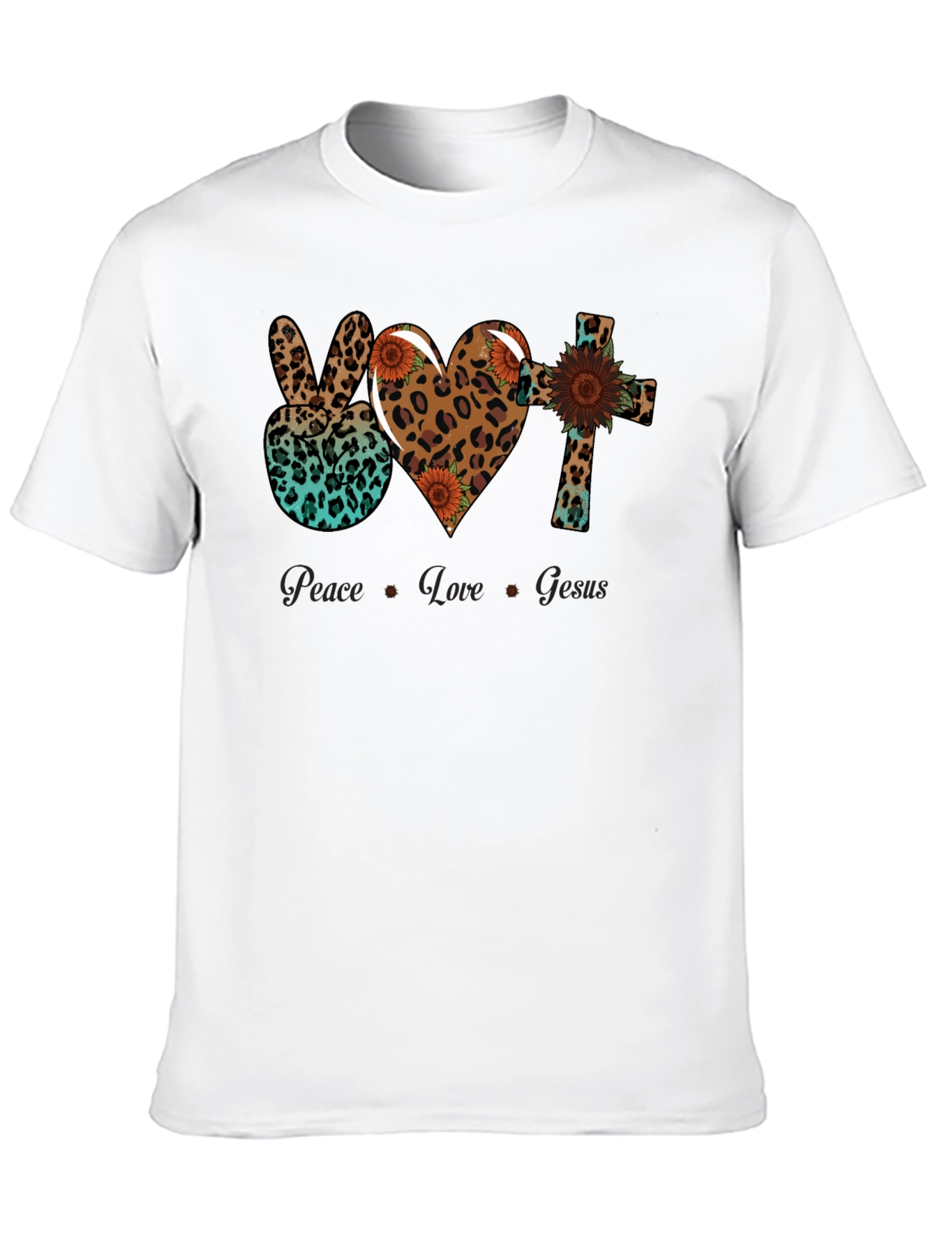 Peace Love Jesus Leopard Print T-Shirt