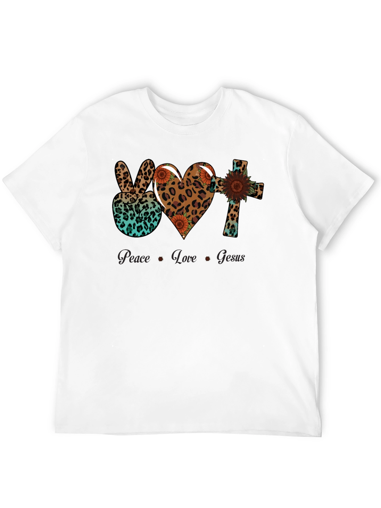 Peace Love Jesus Leopard Print T-Shirt