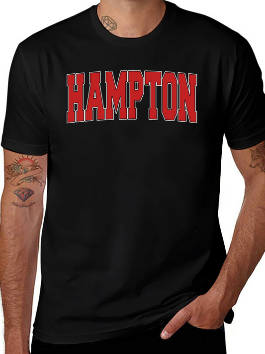 Hampton Red Graphic Print Black T-Shirt