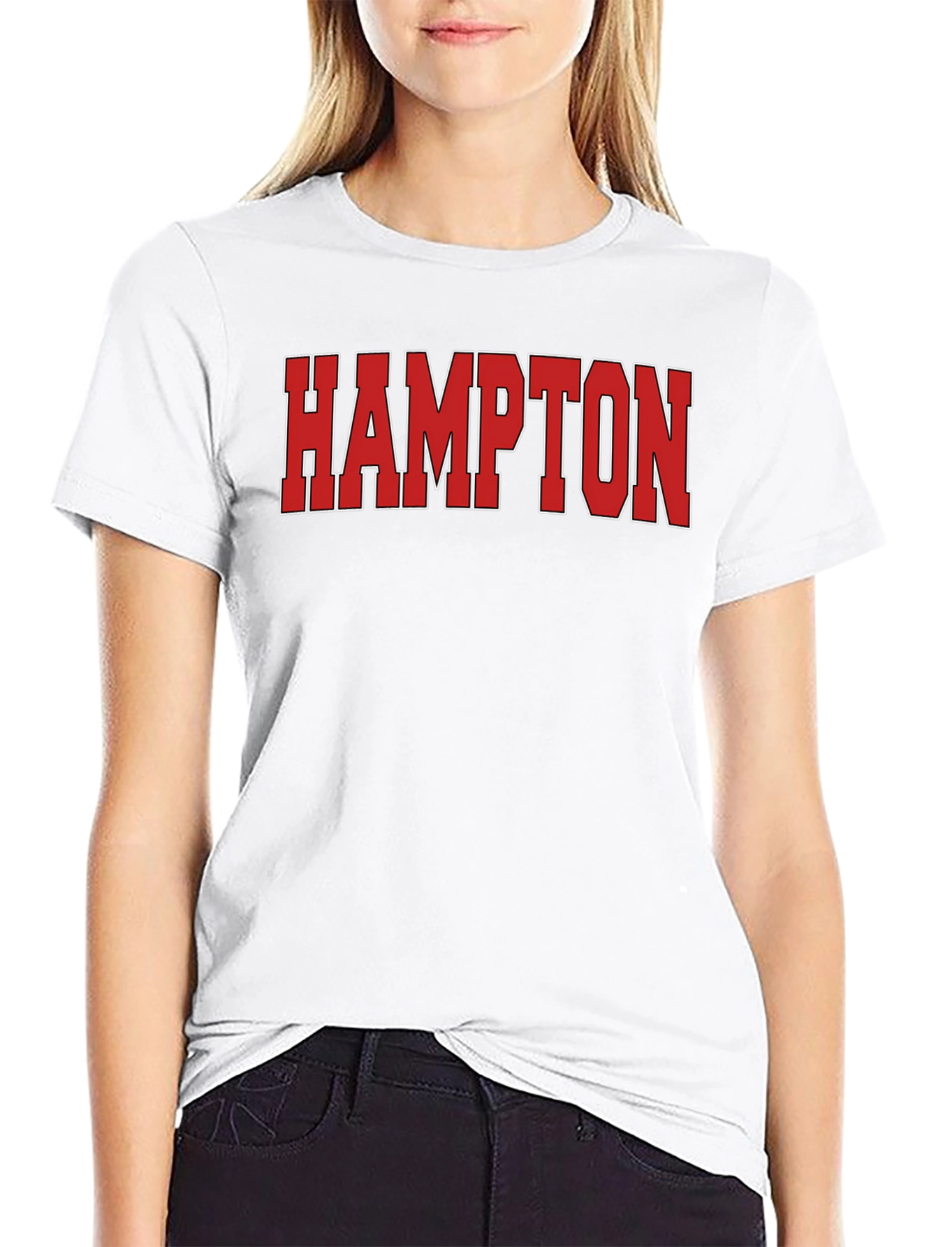 Hampton Red Graphic Print Black T-Shirt