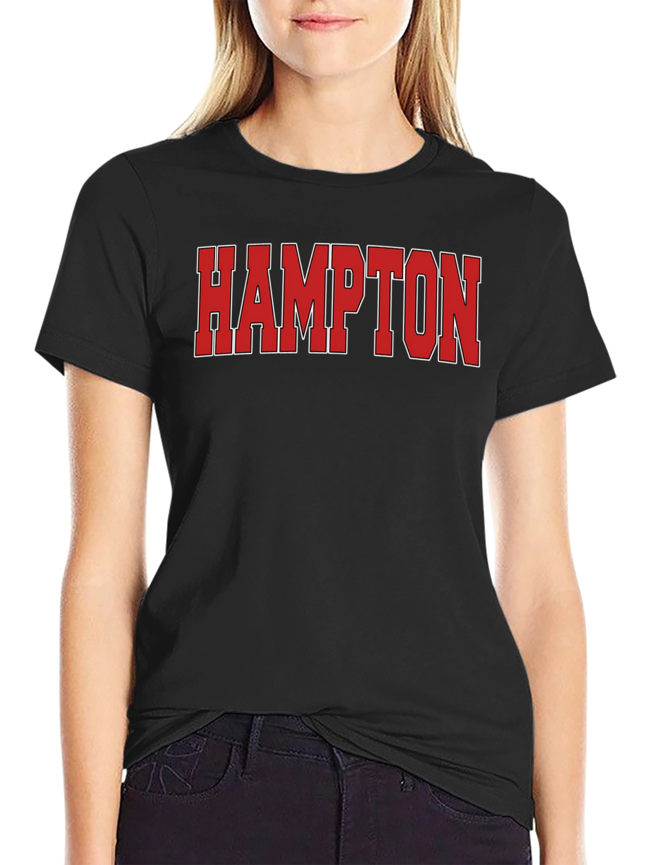 Hampton Red Graphic Print Black T-Shirt